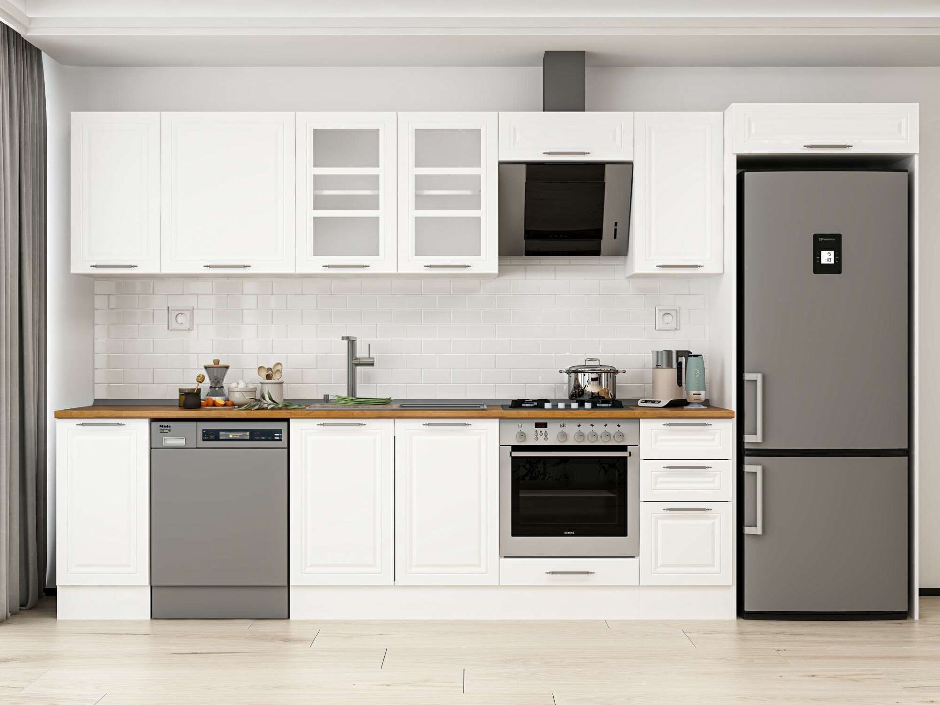 Alvinka 370X222 Cm Klasik Mebran Mutfak Dolabı Mb-E90S40S40-3
