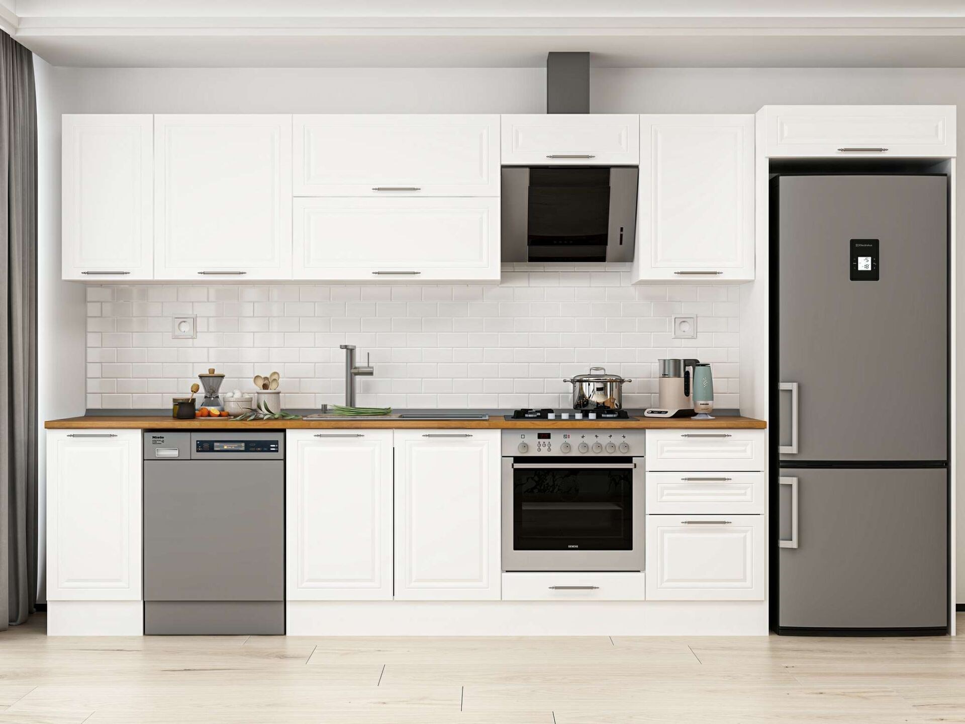 Alvinka 370X222 Cm Klasik Mebran Mutfak Dolabı Mb-E80S40S50-2