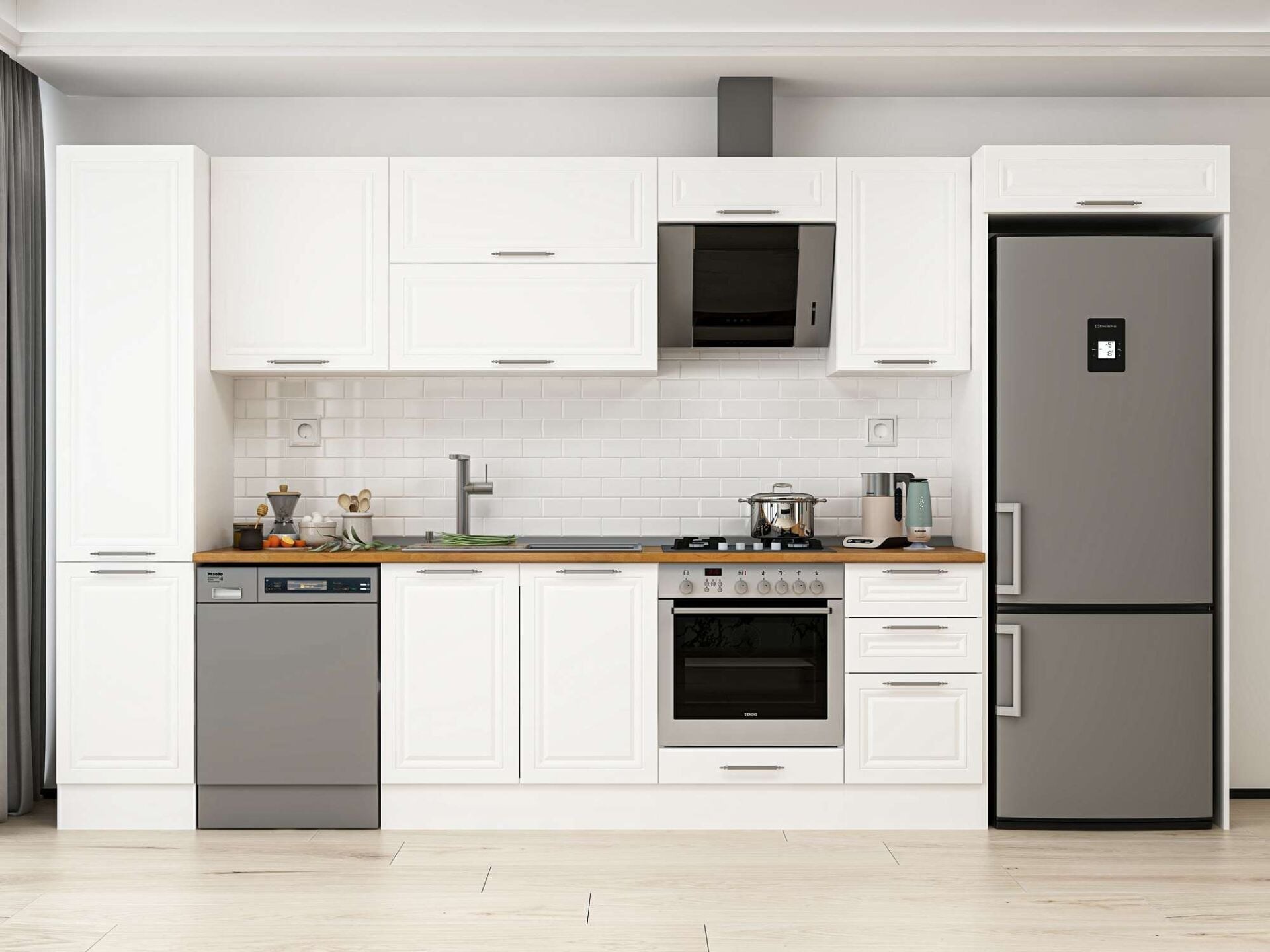 Alvinka 370X222 Cm Klasik Mebran Mutfak Dolabı Mbb-E80B45S45-2