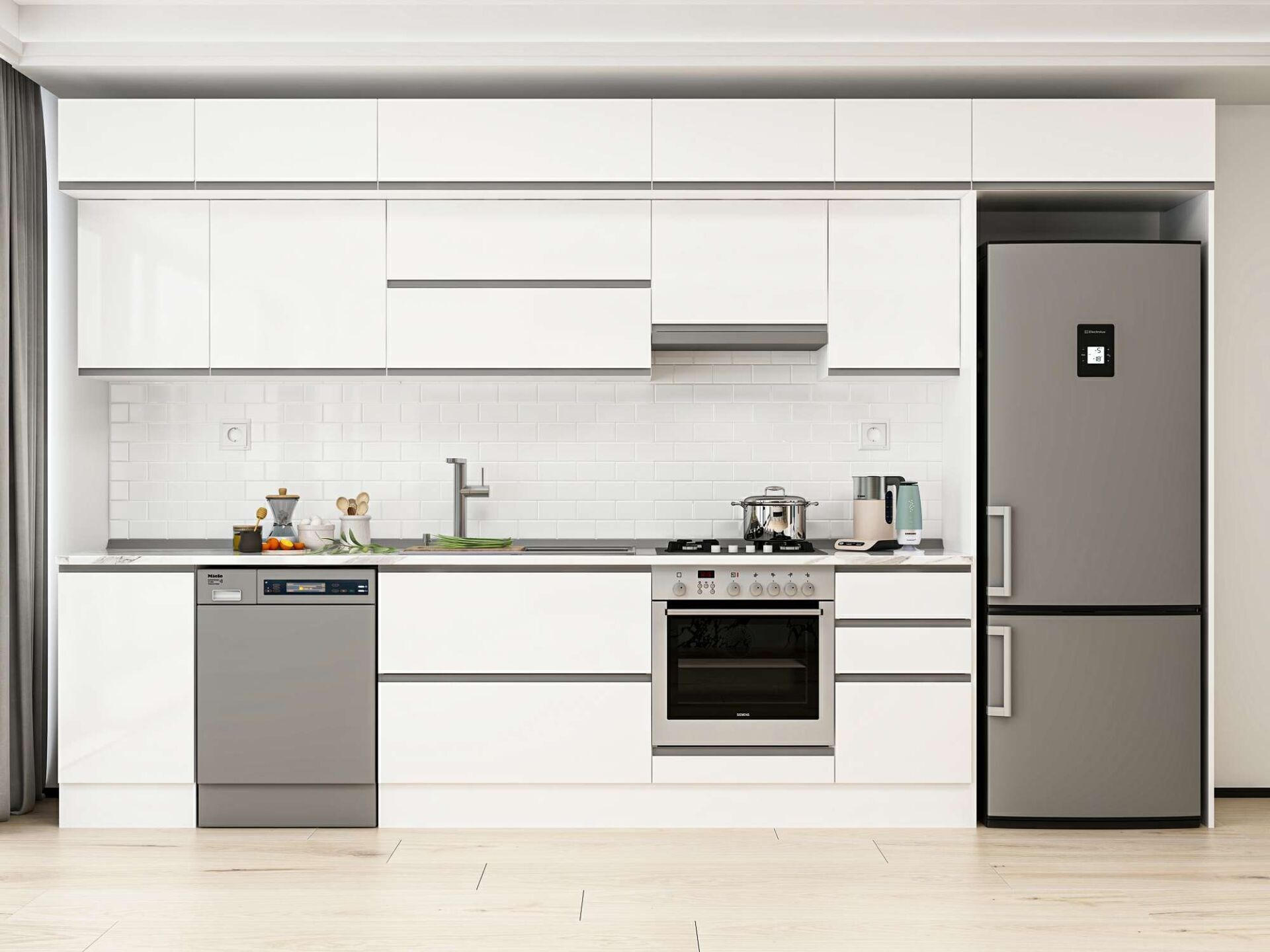 Alvinka 370X240 Cm High Gloss Mutfak Dolabı Mb-E80S45S45-1