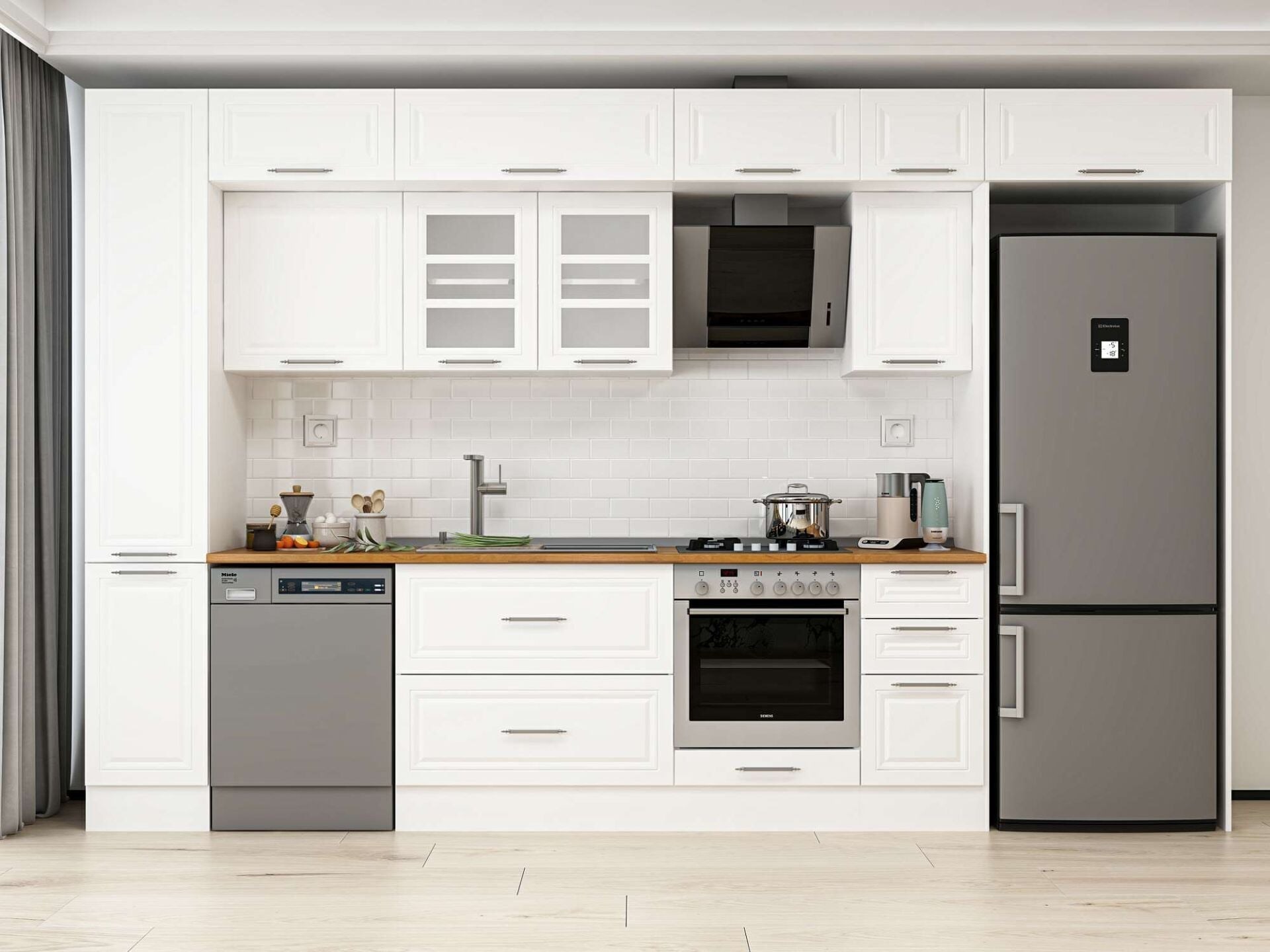 Alvinka 370X240 Cm Klasik Mebran Mutfak Dolabı Mbb-E90B40S40-3