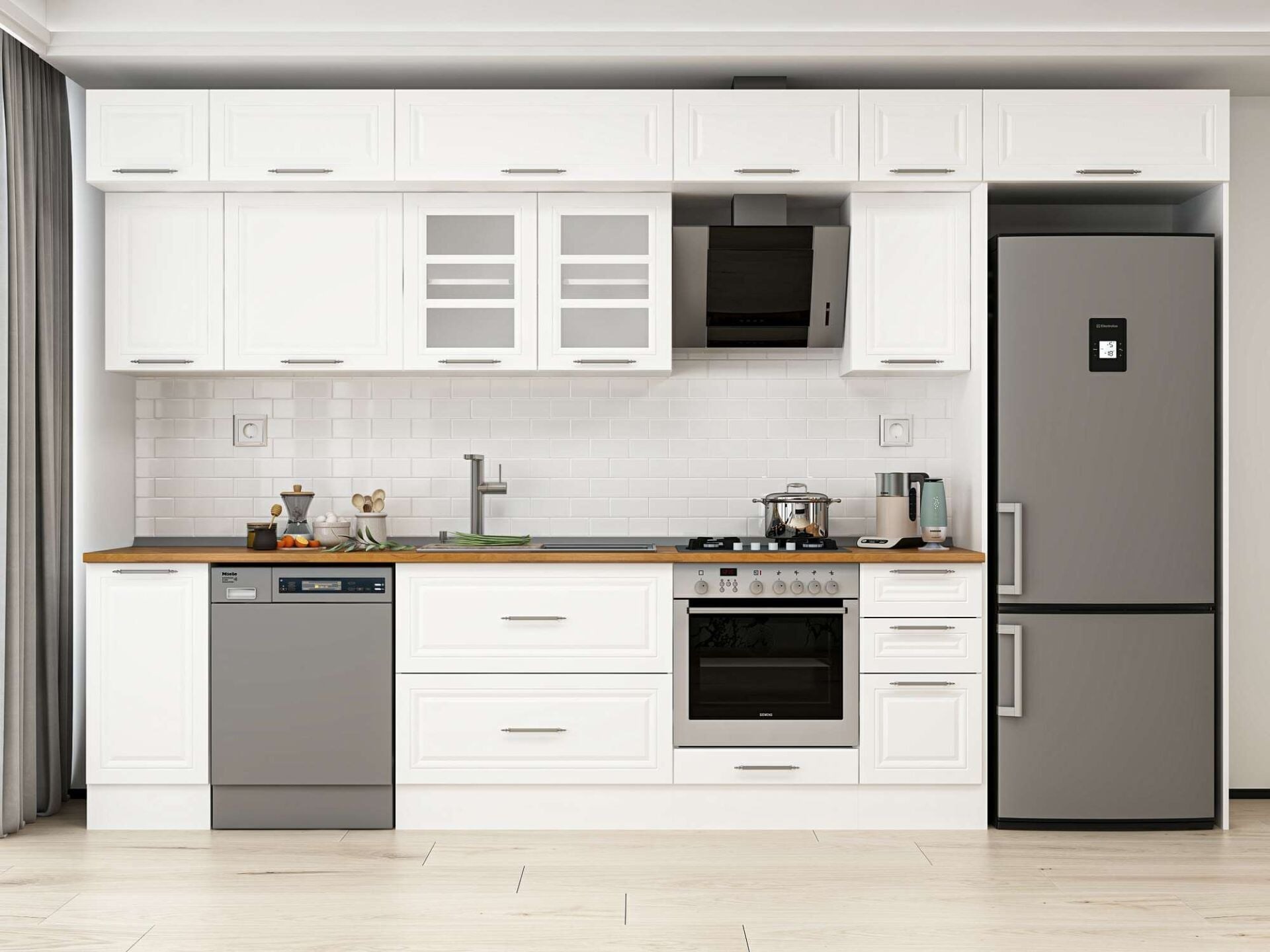 Alvinka 370X240 Cm Klasik Mebran Mutfak Dolabı Mb-E90S40S40-3