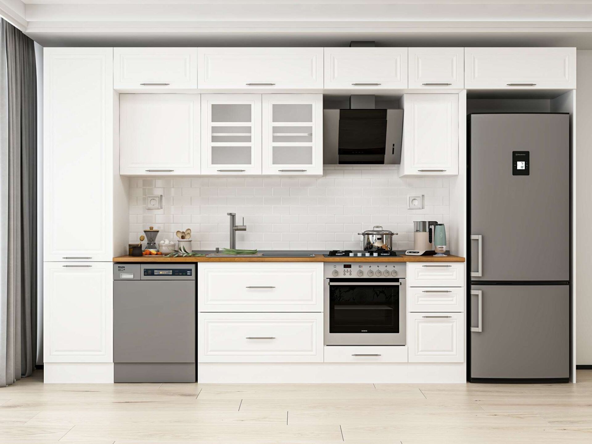 Alvinka 370X240 Cm Klasik Mebran Mutfak Dolabı Mbb-E80B50S40-3