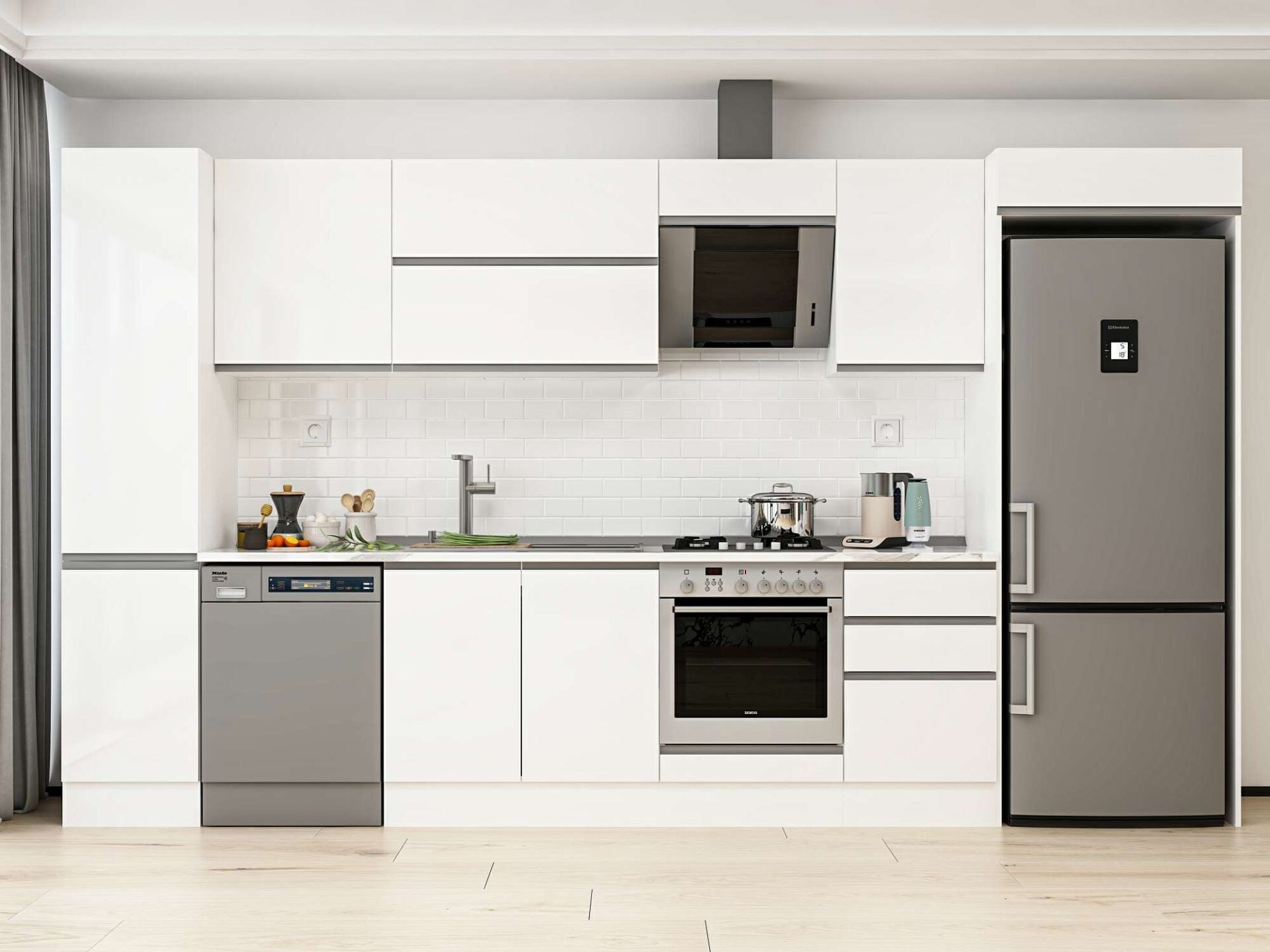 Alvinka 375X222 Cm High Gloss Mutfak Dolabı Mbb-E80B45S50-2