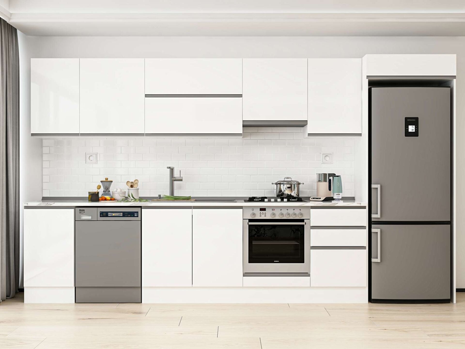 Alvinka 375X222 Cm High Gloss Mutfak Dolabı Mb-E80S45S50-1