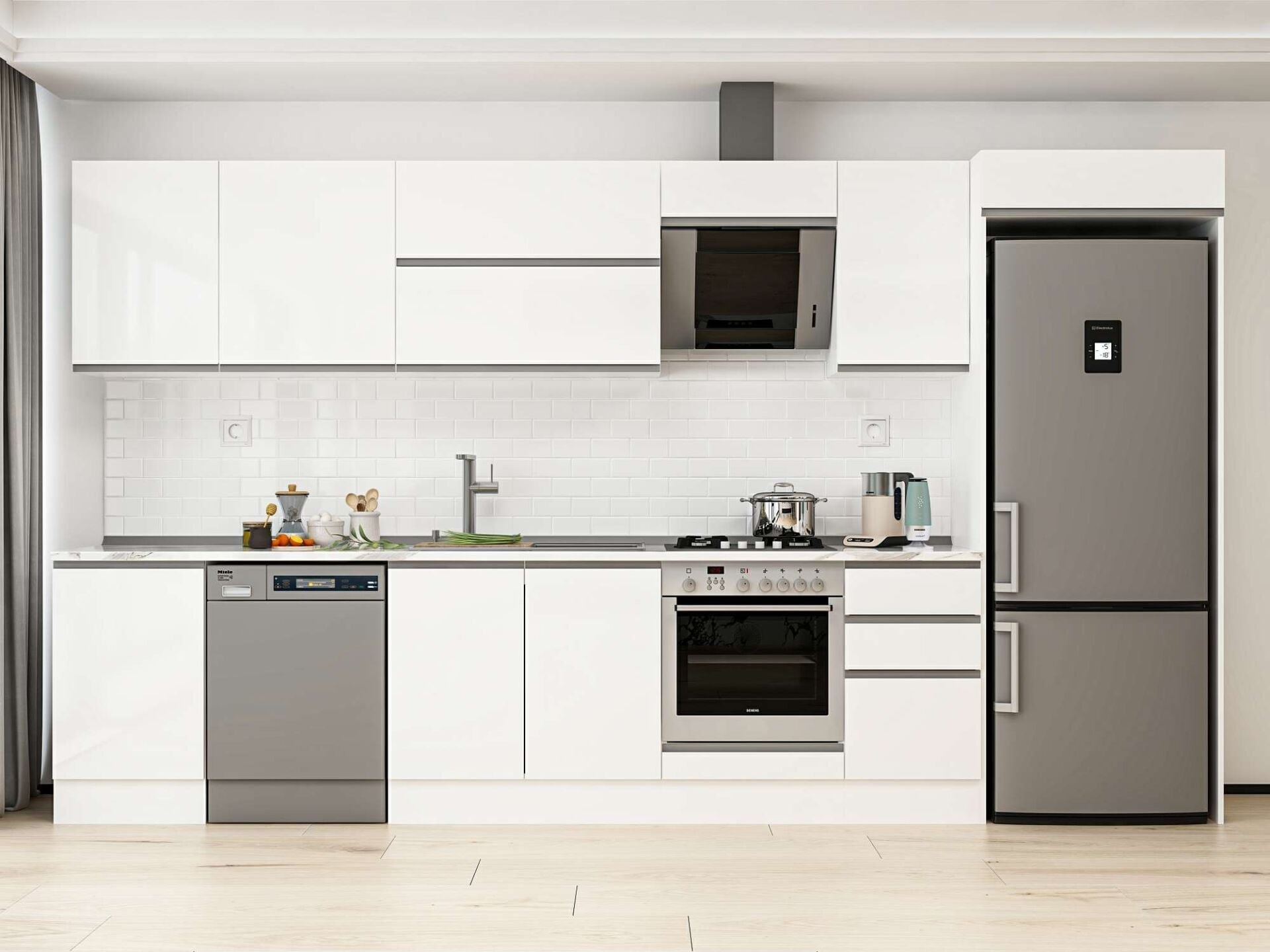 Alvinka 375X222 Cm High Gloss Mutfak Dolabı Mb-E80S50S45-2
