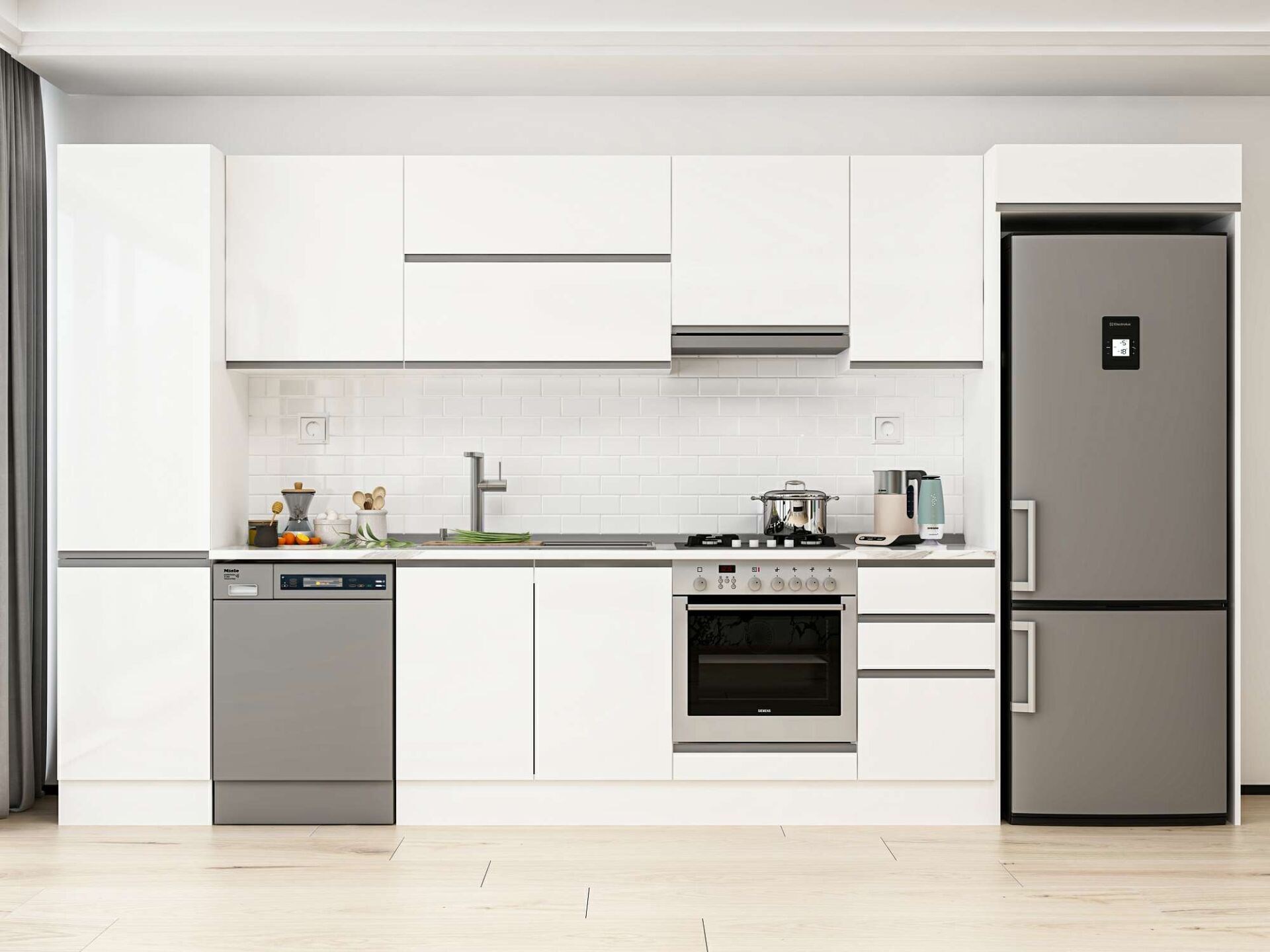 Alvinka 375X222 Cm High Gloss Mutfak Dolabı Mbb-E80B50S45-1