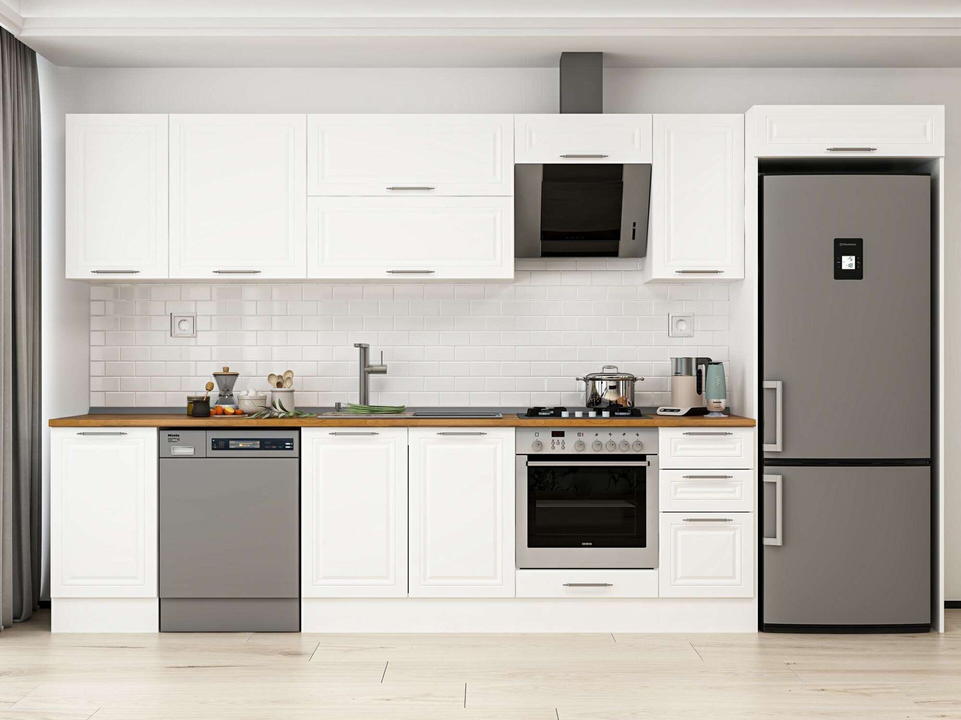 Alvinka 375X222 Cm Klasik Mebran Mutfak Dolabı Mb-E90S45S40-2