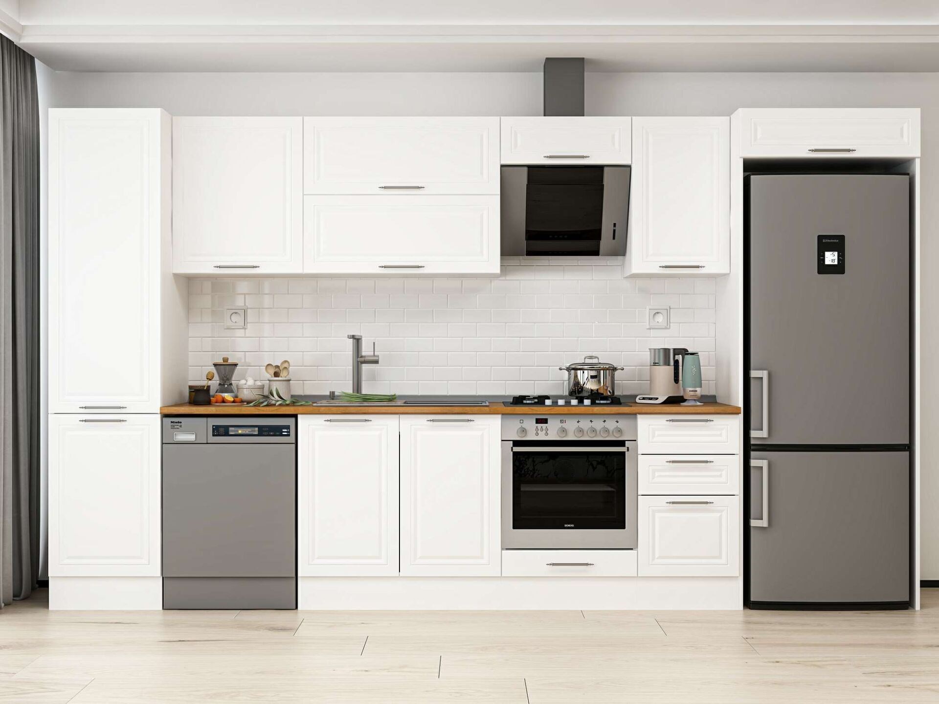 Alvinka 375X222 Cm Klasik Mebran Mutfak Dolabı Mbb-E80B50S45-2