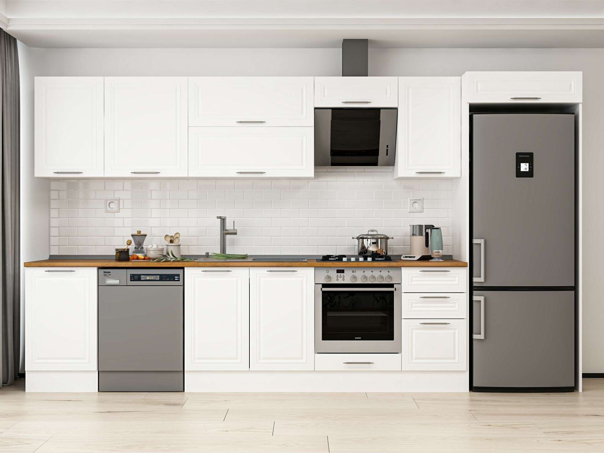 Alvinka 375X222 Cm Klasik Mebran Mutfak Dolabı Mb-E80S50S45-2