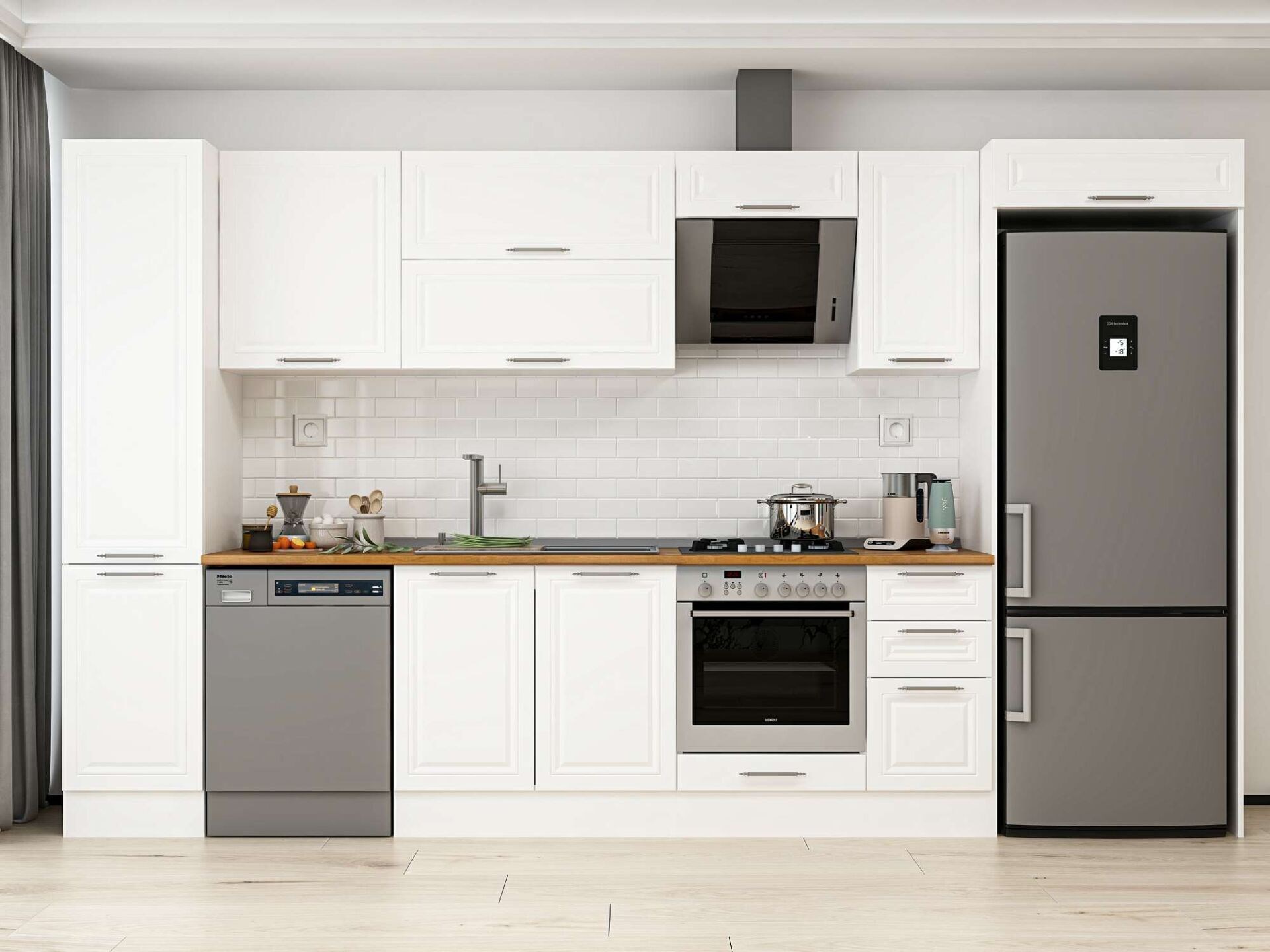 Alvinka 375X222 Cm Klasik Mebran Mutfak Dolabı Mbb-E90B45S40-2