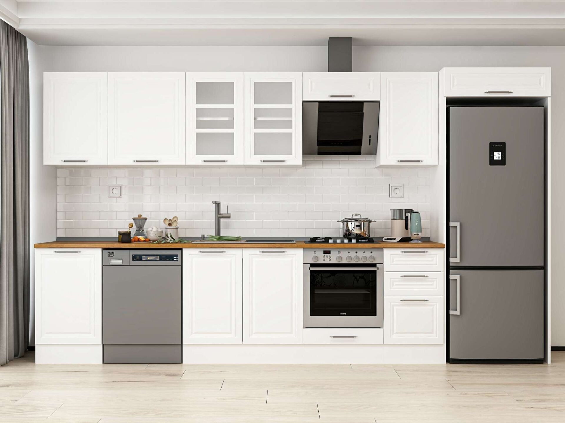 Alvinka 375X222 Cm Klasik Mebran Mutfak Dolabı Mb-E80S50S45-3
