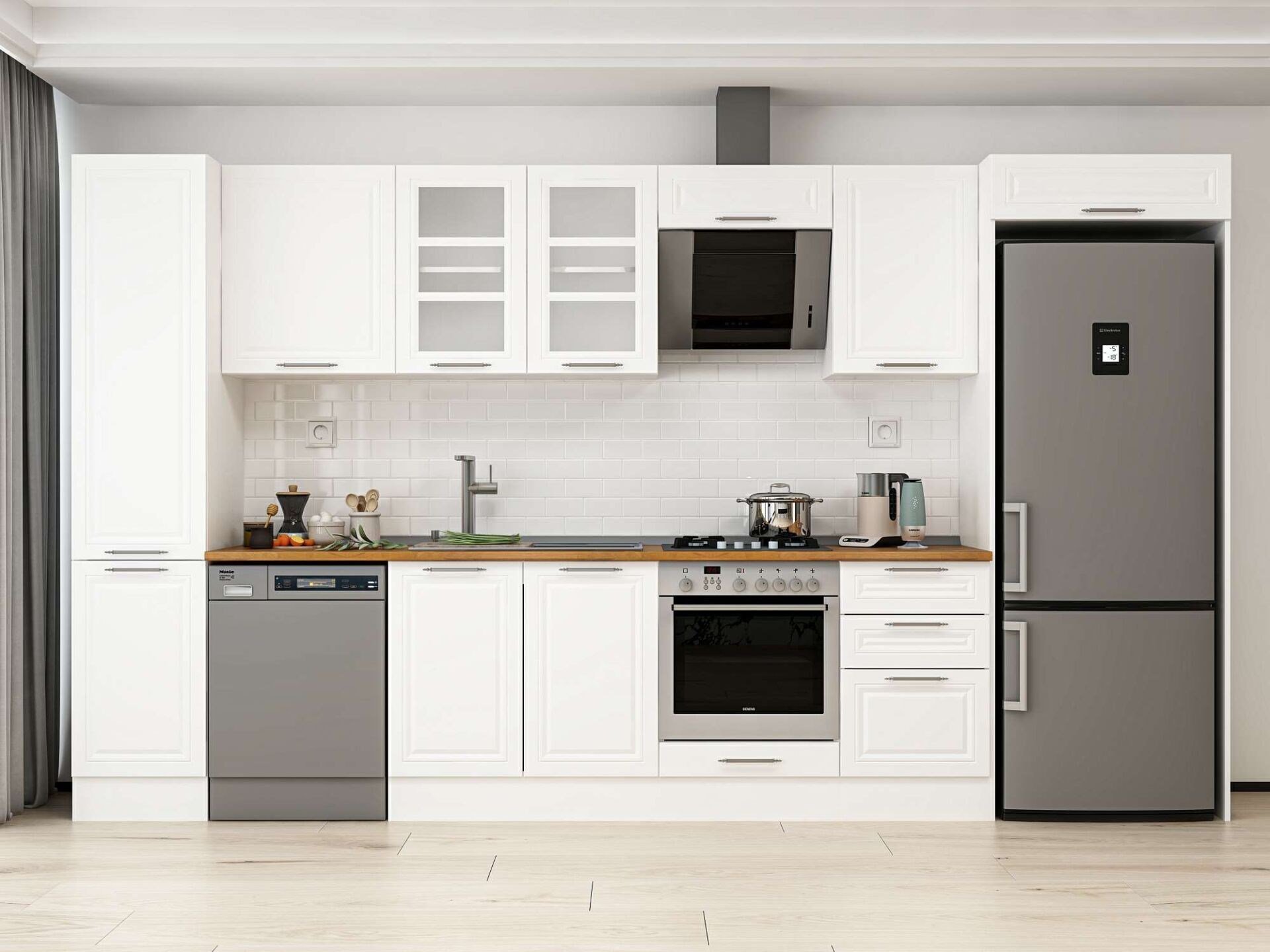 Alvinka 375X222 Cm Klasik Mebran Mutfak Dolabı Mbb-E80B45S50-3