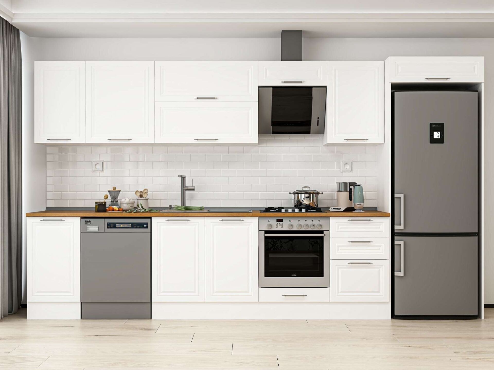 Alvinka 375X222 Cm Klasik Mebran Mutfak Dolabı Mb-E80S45S50-2