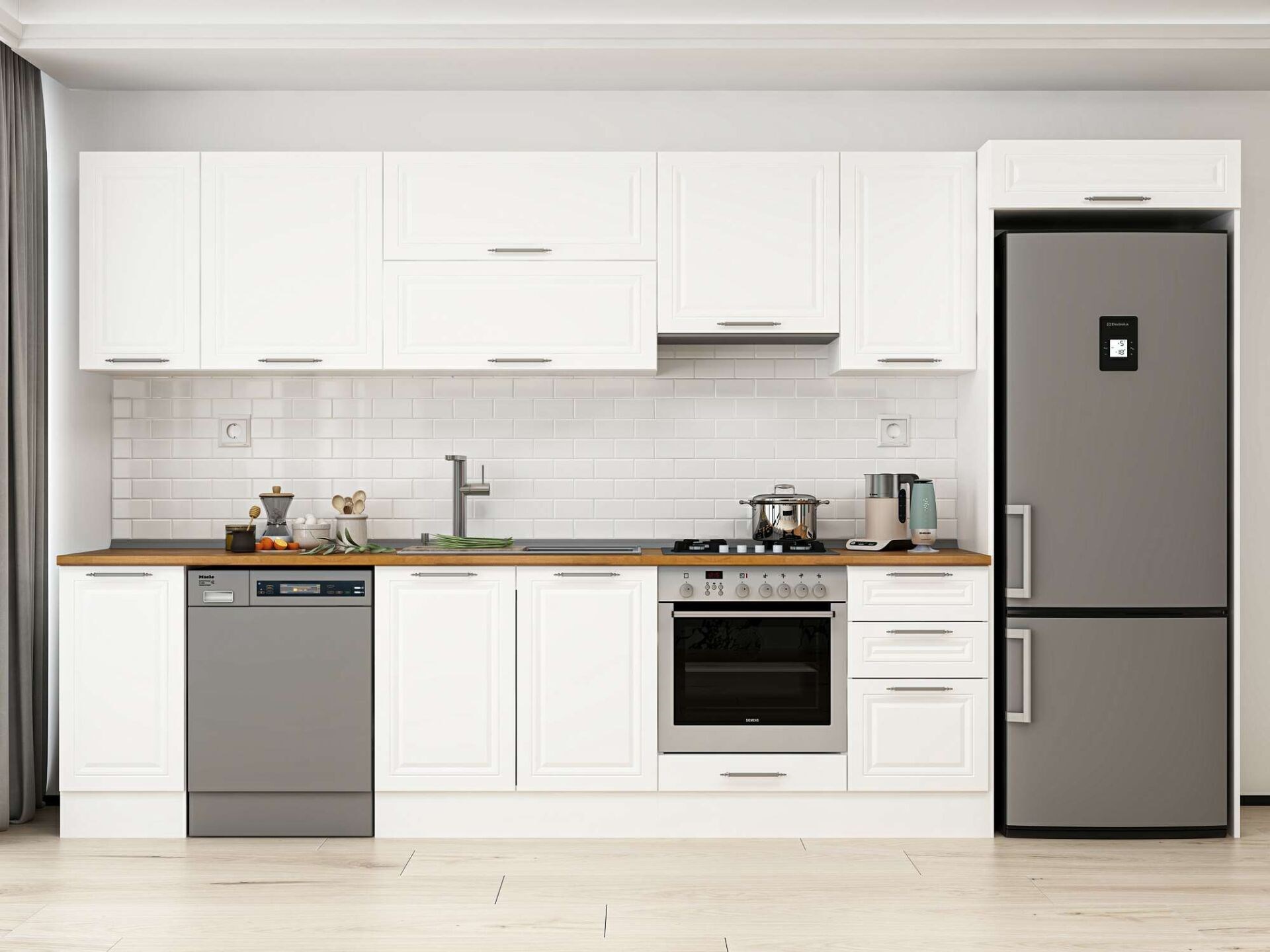 Alvinka 375X222 Cm Klasik Mebran Mutfak Dolabı Mb-E90S40S45-1