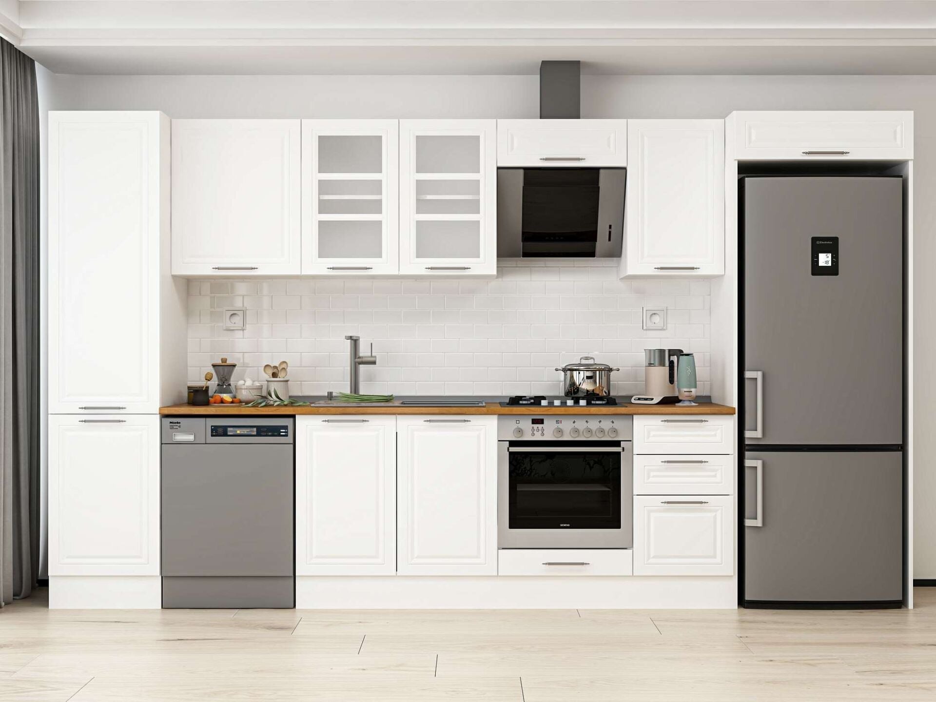 Alvinka 375X222 Cm Klasik Mebran Mutfak Dolabı Mbb-E80B50S45-3