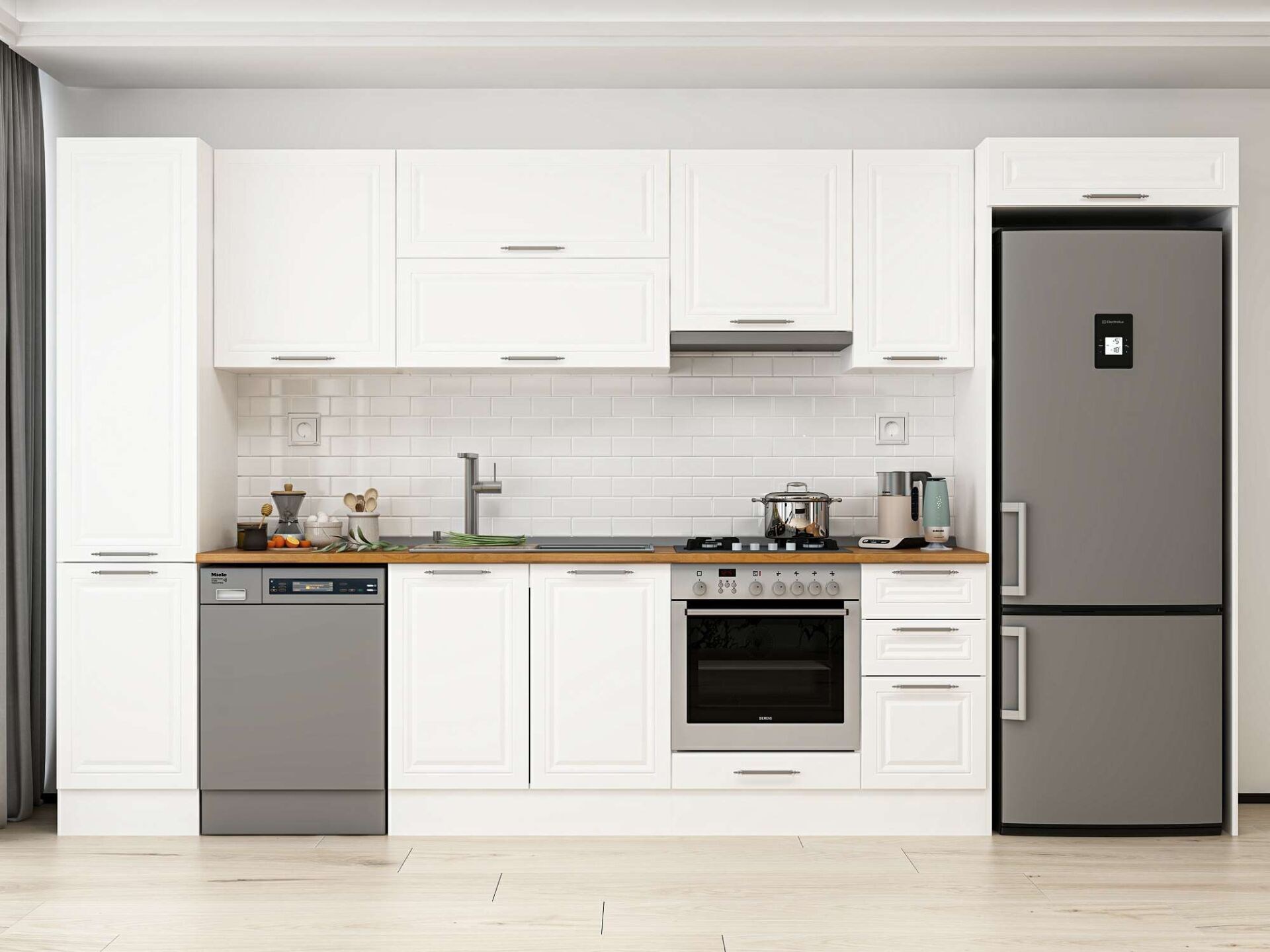 Alvinka 375X222 Cm Klasik Mebran Mutfak Dolabı Mbb-E90B45S40-1