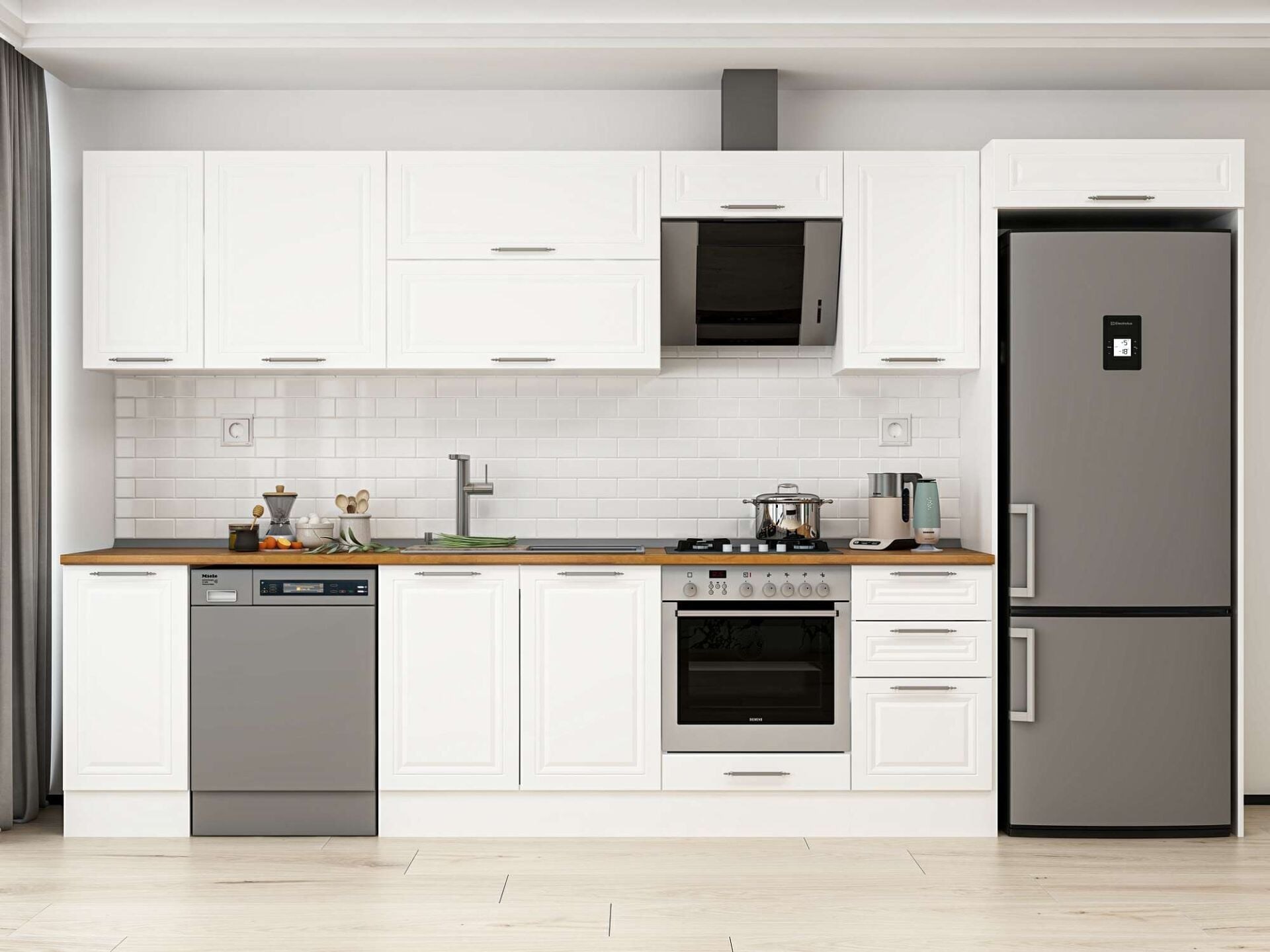 Alvinka 375X222 Cm Klasik Mebran Mutfak Dolabı Mb-E90S40S45-2