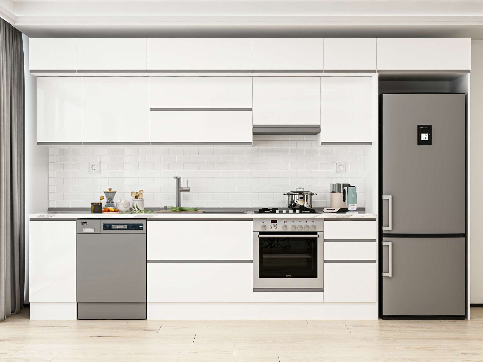 Alvinka 375X240 Cm High Gloss Mutfak Dolabı Mb-E90S40S45-1