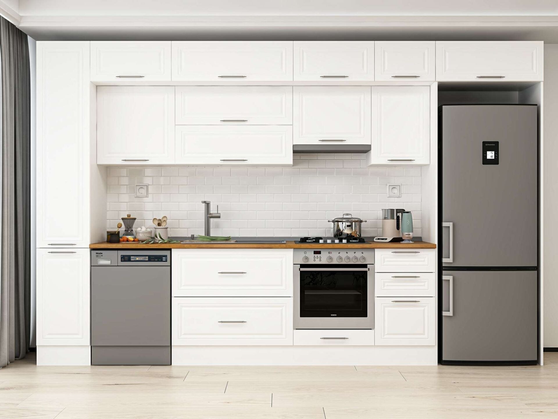 Alvinka 375X240 Cm Klasik Mebran Mutfak Dolabı Mbb-E90B40S45-1