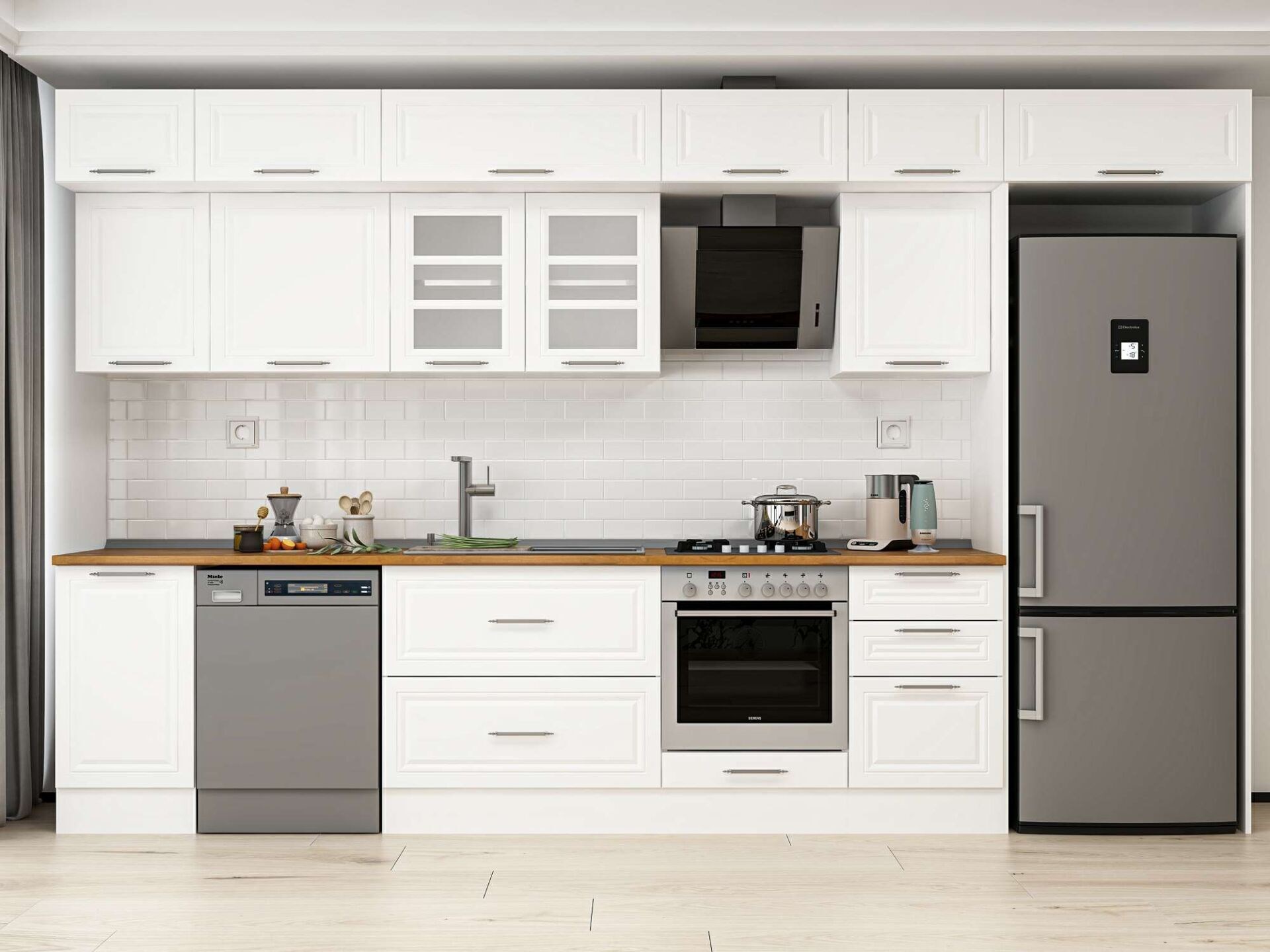 Alvinka 375X240 Cm Klasik Mebran Mutfak Dolabı Mb-E80S45S50-3