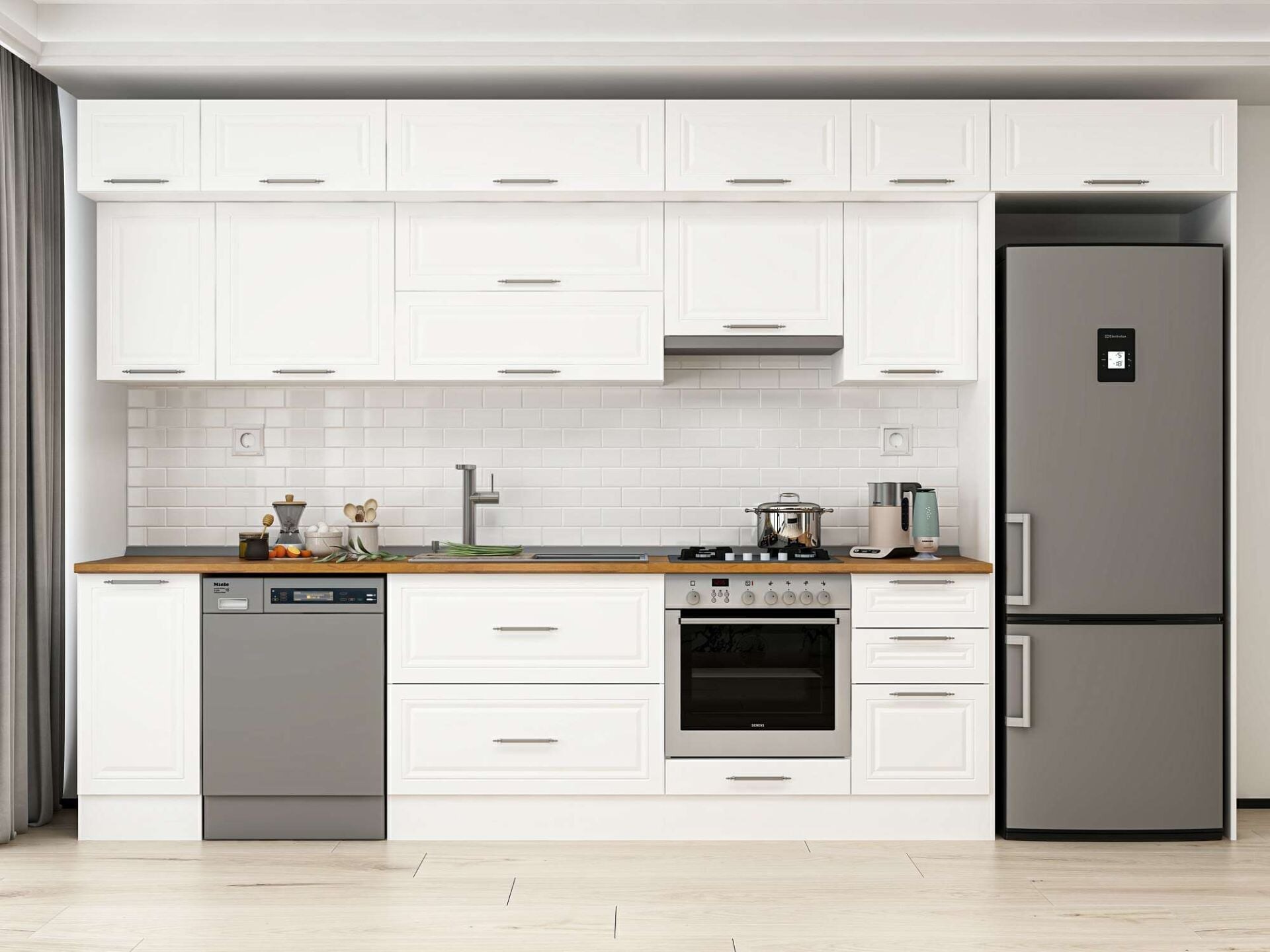 Alvinka 375X240 Cm Klasik Mebran Mutfak Dolabı Mb-E90S40S45-1