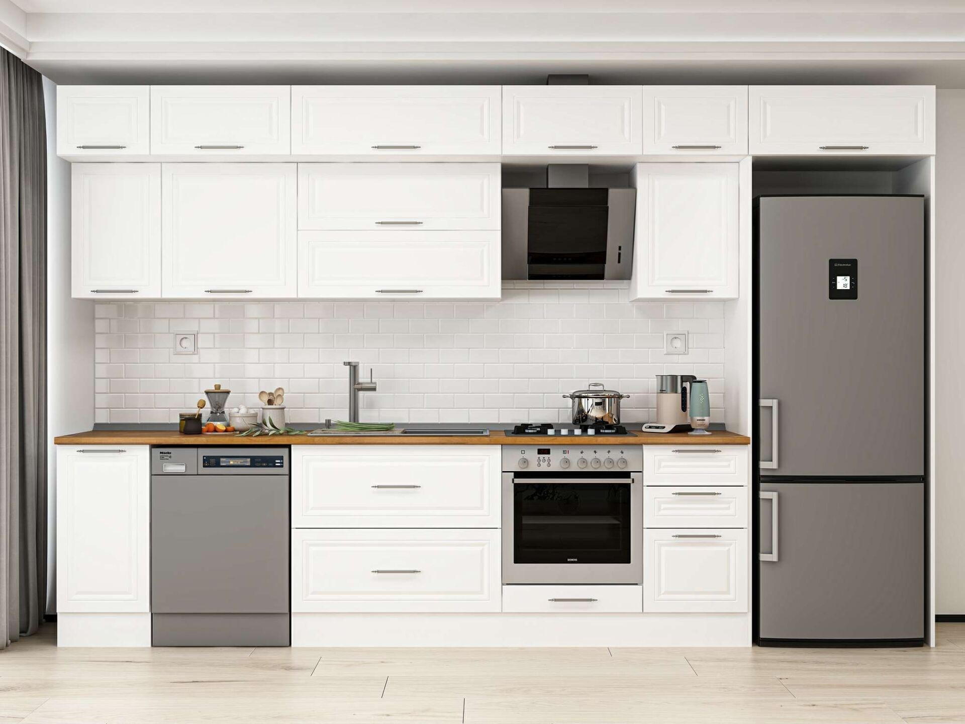 Alvinka 375X240 Cm Klasik Mebran Mutfak Dolabı Mb-E90S40S45-2