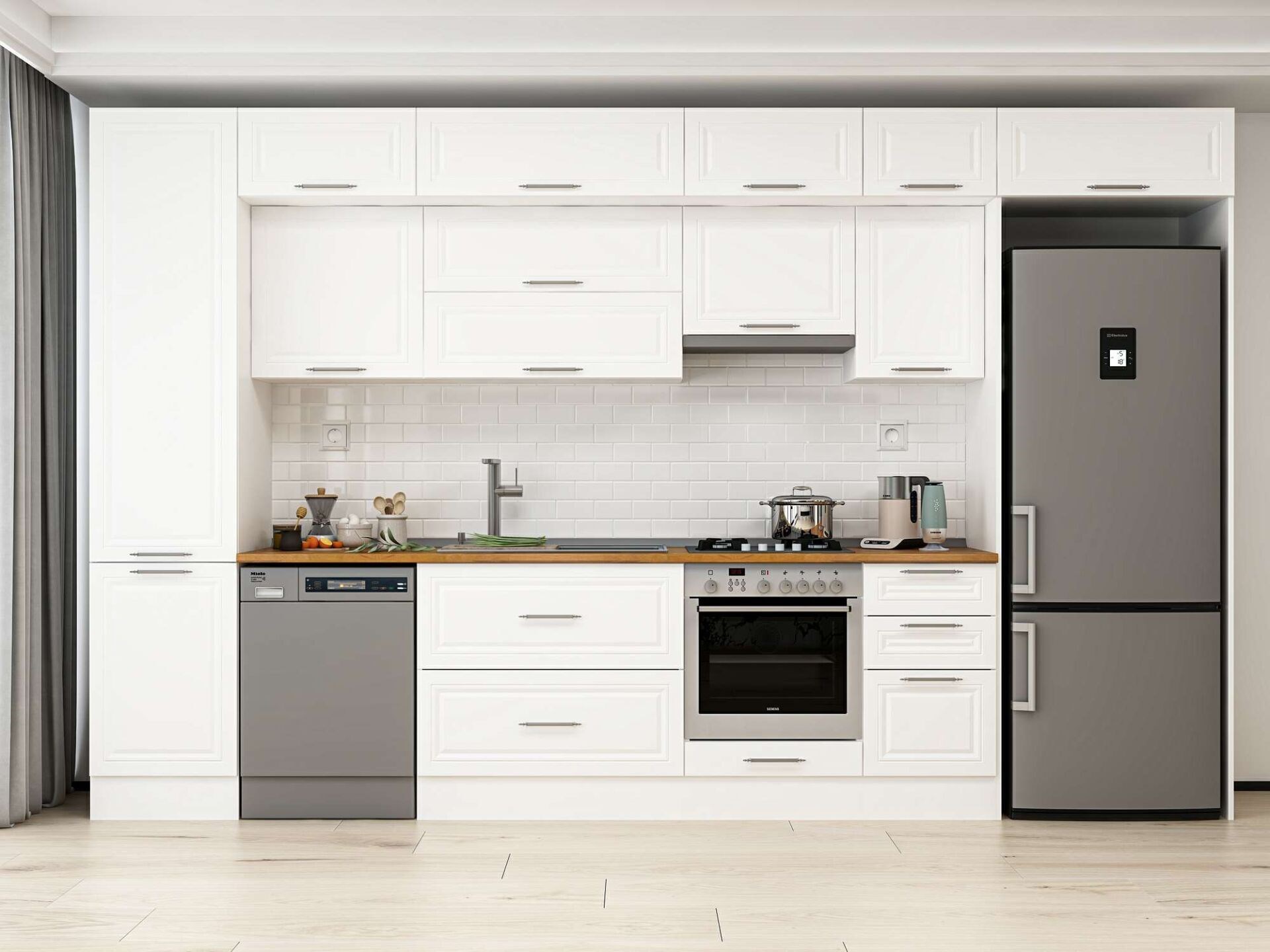 Alvinka 375X240 Cm Klasik Mebran Mutfak Dolabı Mbb-E80B50S45-1