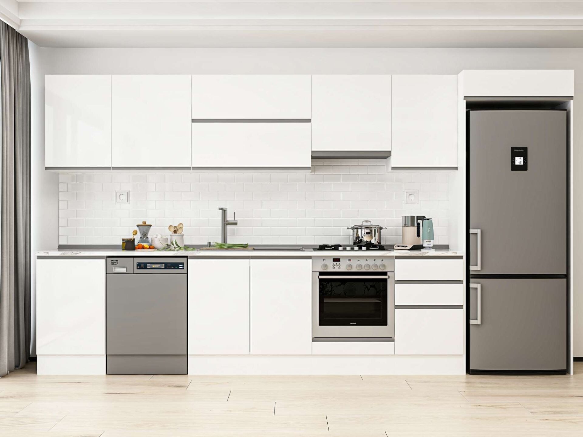 Alvinka 380X222 Cm High Gloss Mutfak Dolabı Mb-E80S50S50-1