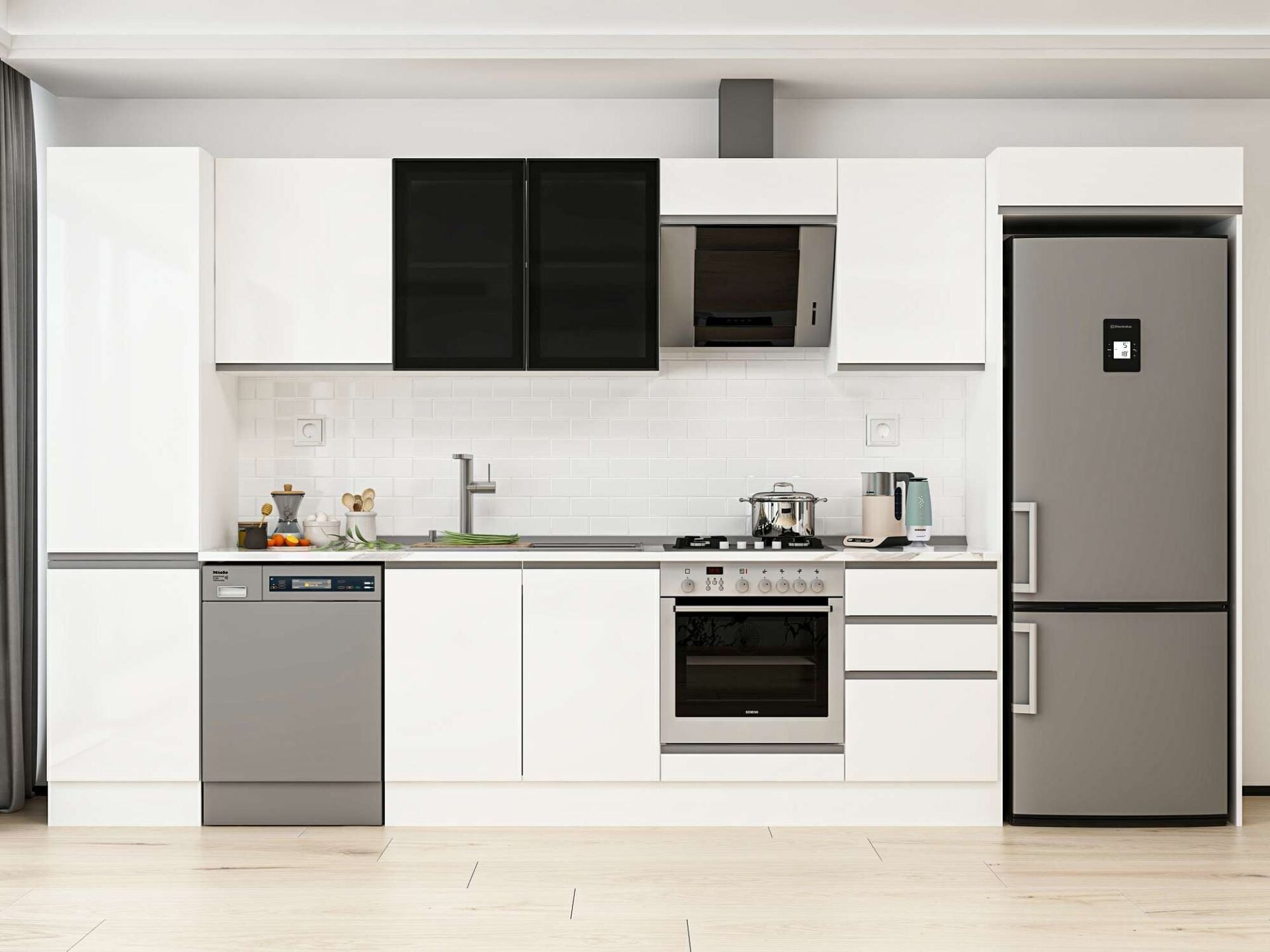 Alvinka 380X222 Cm High Gloss Mutfak Dolabı Mbb-E80B50S50-3