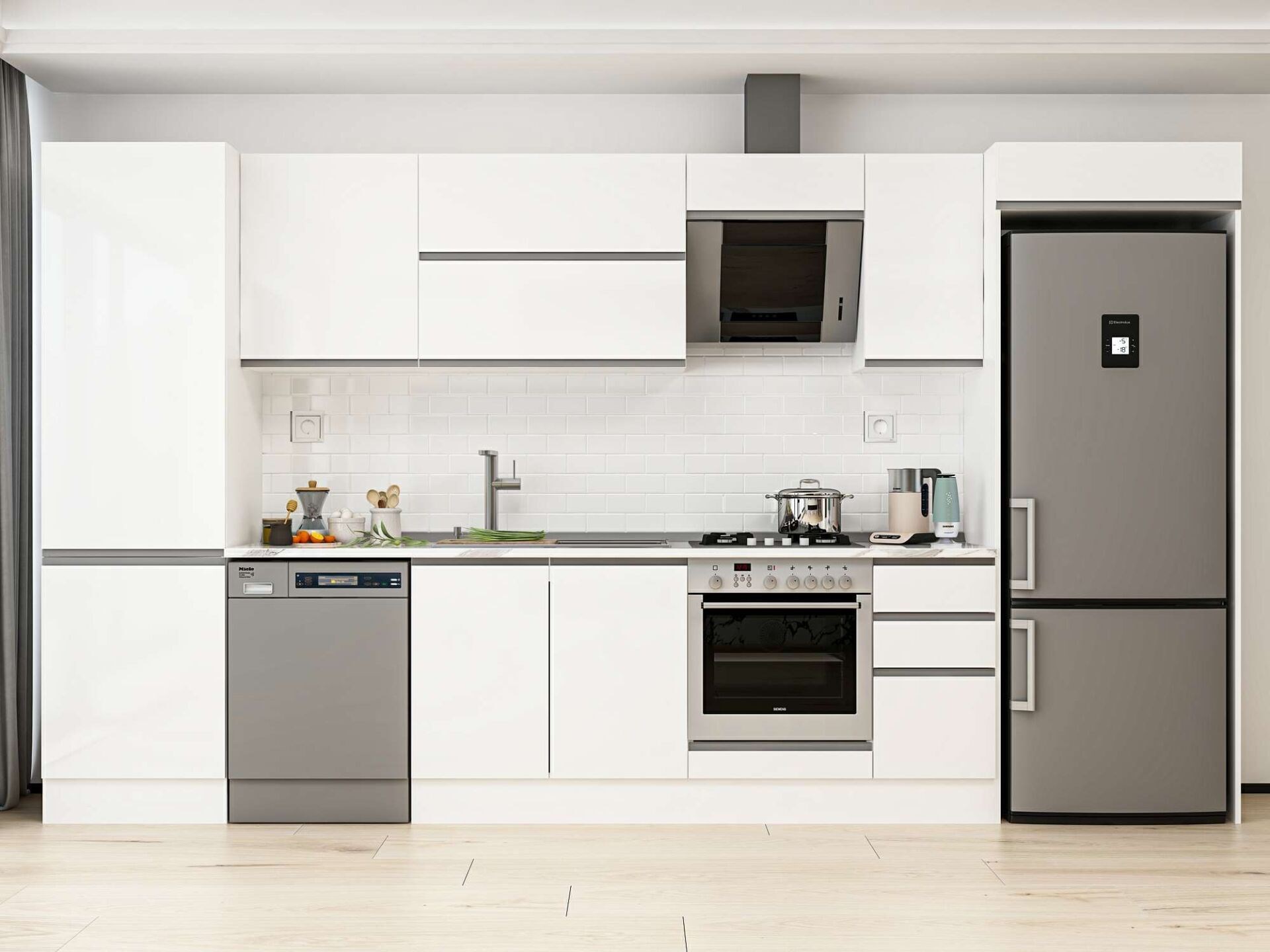 Alvinka 380X222 Cm High Gloss Mutfak Dolabı Mbb-E80B60S40-2