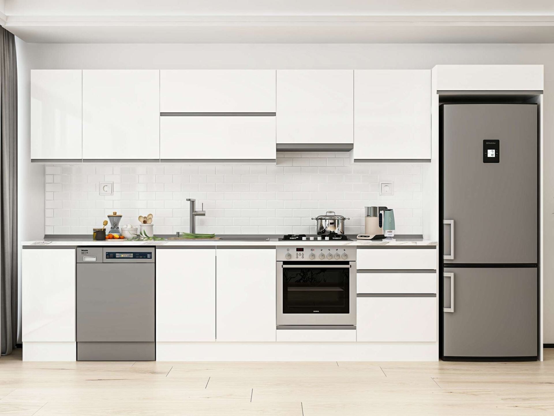 Alvinka 380X222 Cm High Gloss Mutfak Dolabı Mb-E80S40S60-1