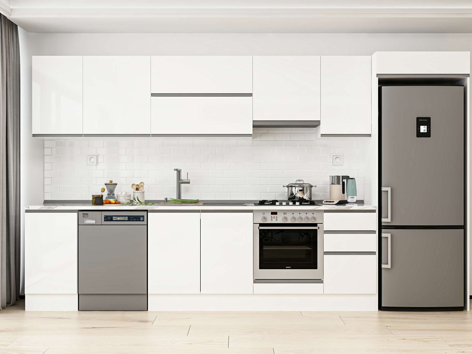 Alvinka 380X222 Cm High Gloss Mutfak Dolabı Mb-E90S45S45-1