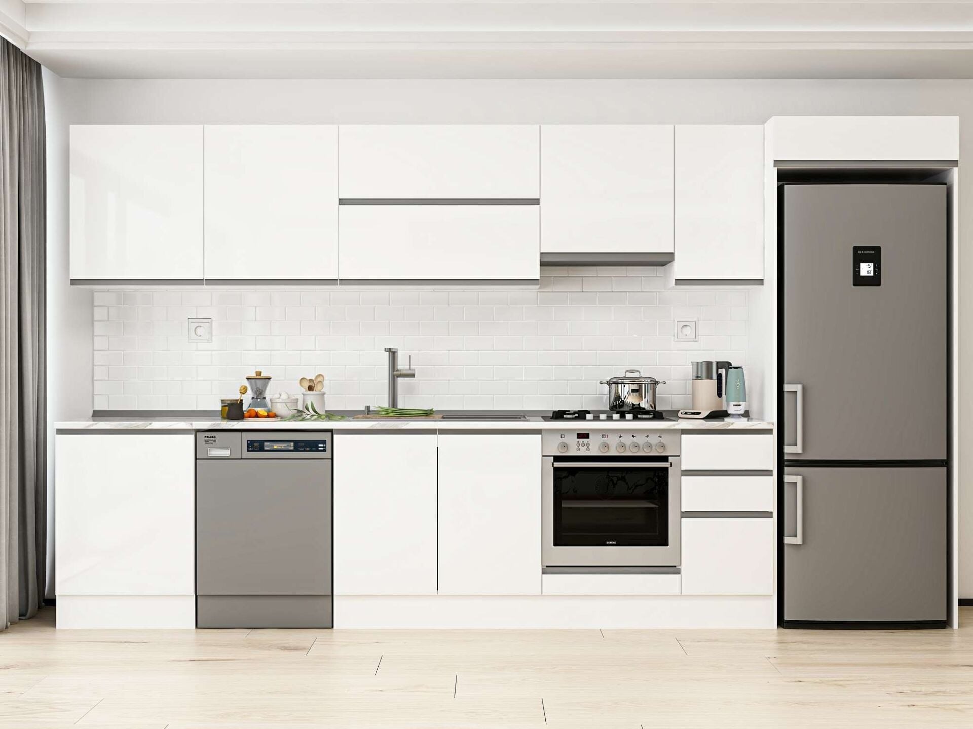 Alvinka 380X222 Cm High Gloss Mutfak Dolabı Mb-E80S60S40-1