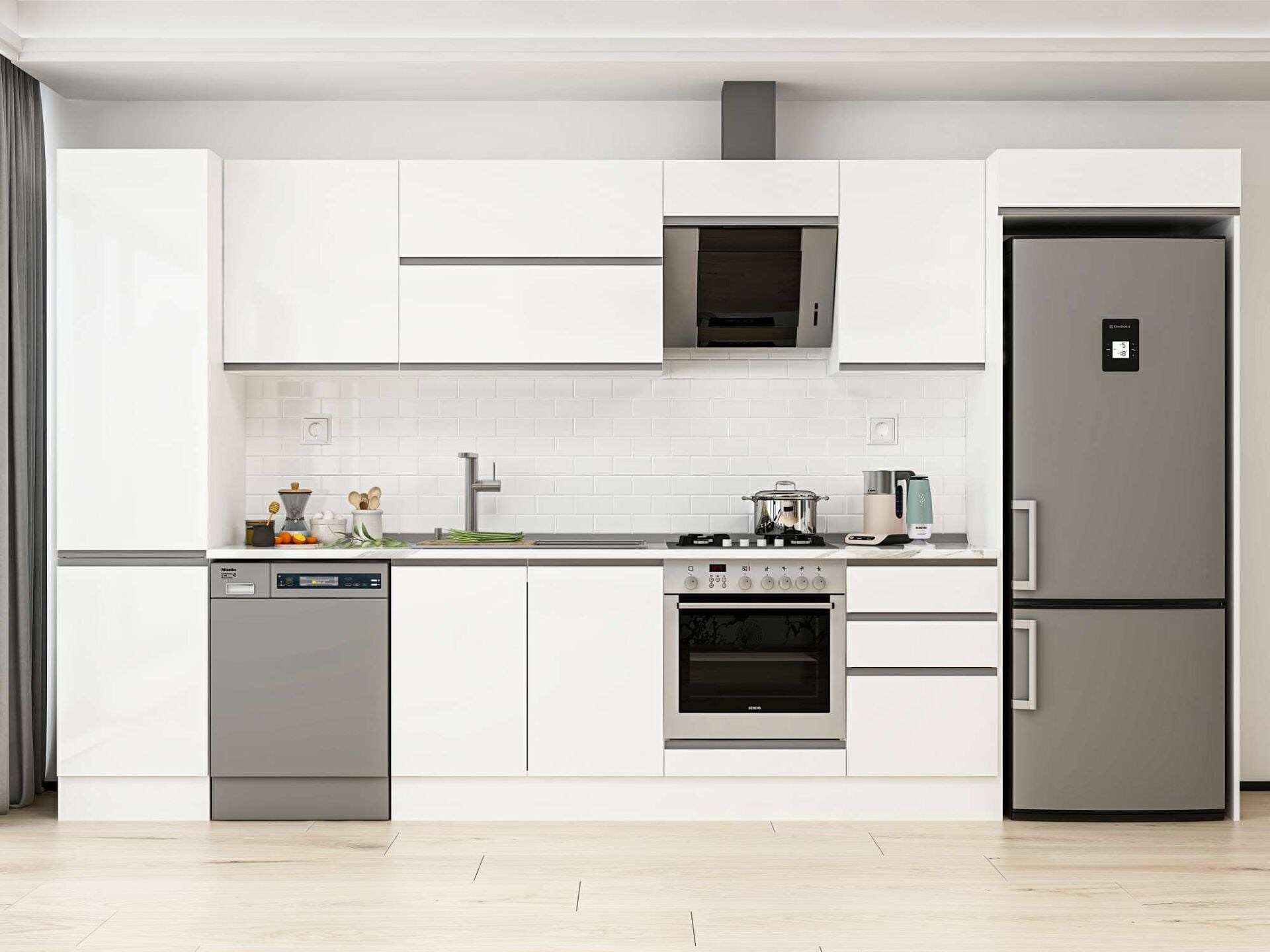 Alvinka 380X222 Cm High Gloss Mutfak Dolabı Mbb-E80B50S50-2