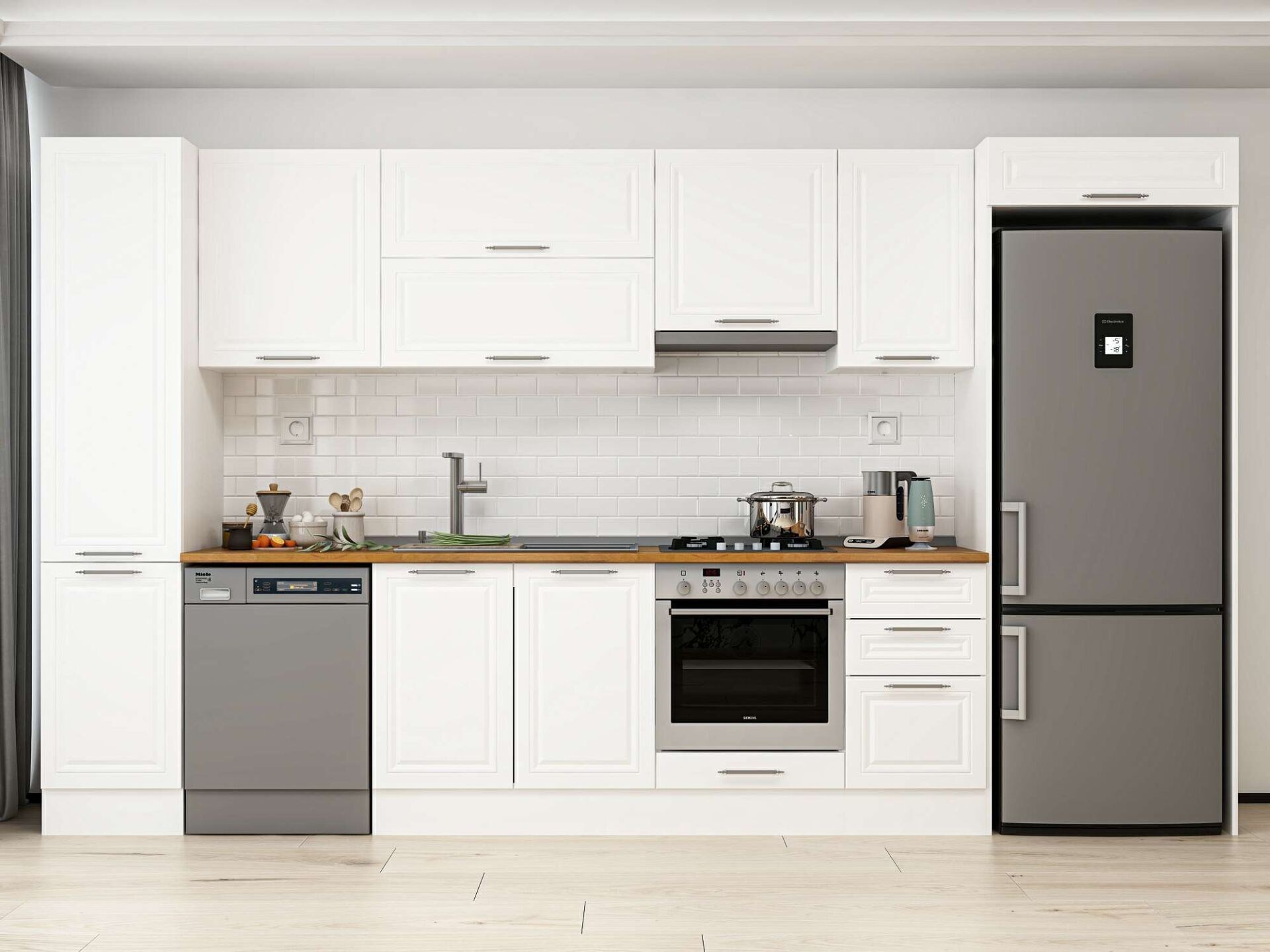 Alvinka 380X222 Cm Klasik Mebran Mutfak Dolabı Mbb-E90B45S45-1
