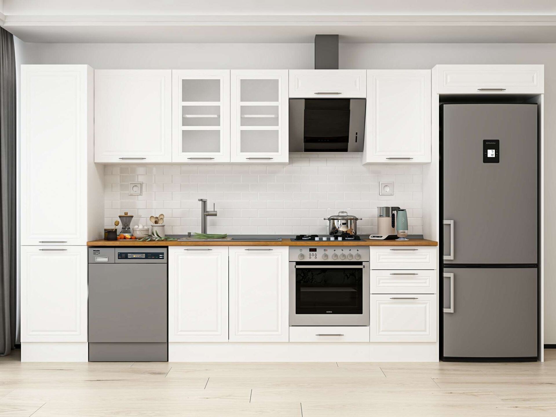 Alvinka 380X222 Cm Klasik Mebran Mutfak Dolabı Mbb-E80B50S50-3