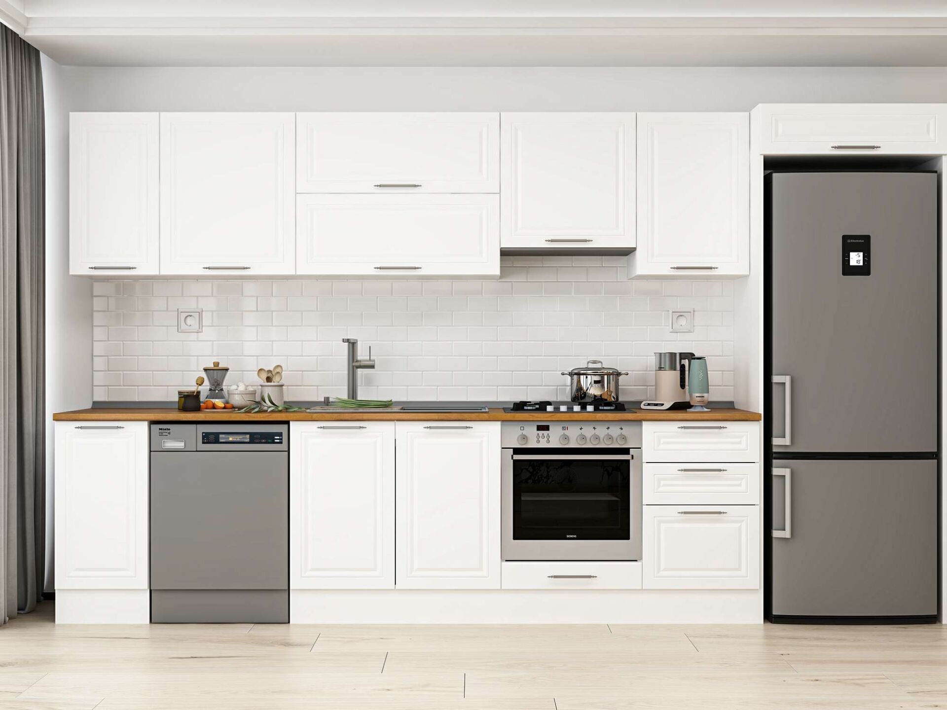 Alvinka 380X222 Cm Klasik Mebran Mutfak Dolabı Mb-E90S40S50-1