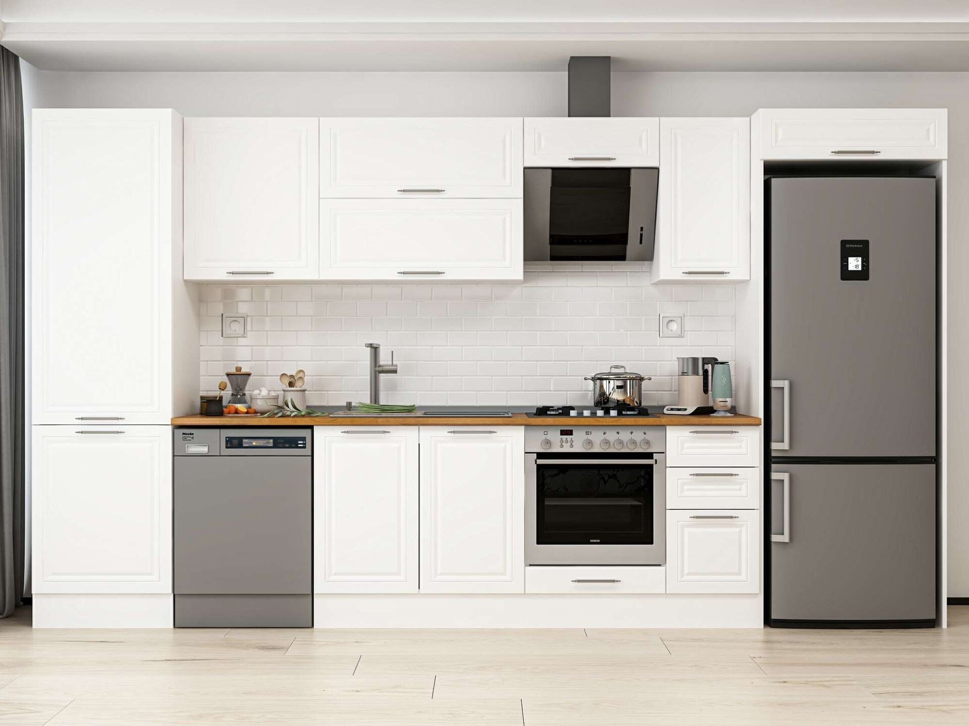 Alvinka 380X222 Cm Klasik Mebran Mutfak Dolabı Mbb-E80B60S40-2
