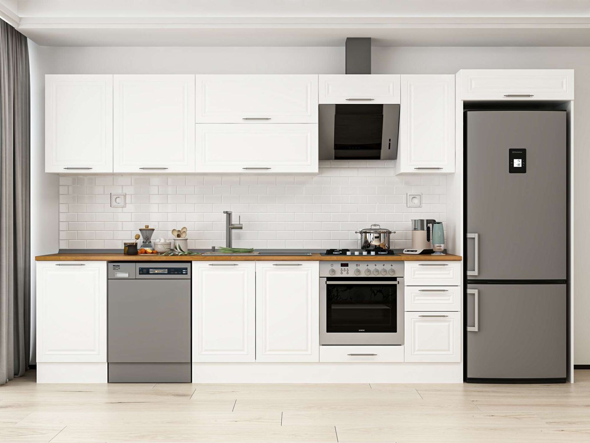 Alvinka 380X222 Cm Klasik Mebran Mutfak Dolabı Mb-E90S50S40-2