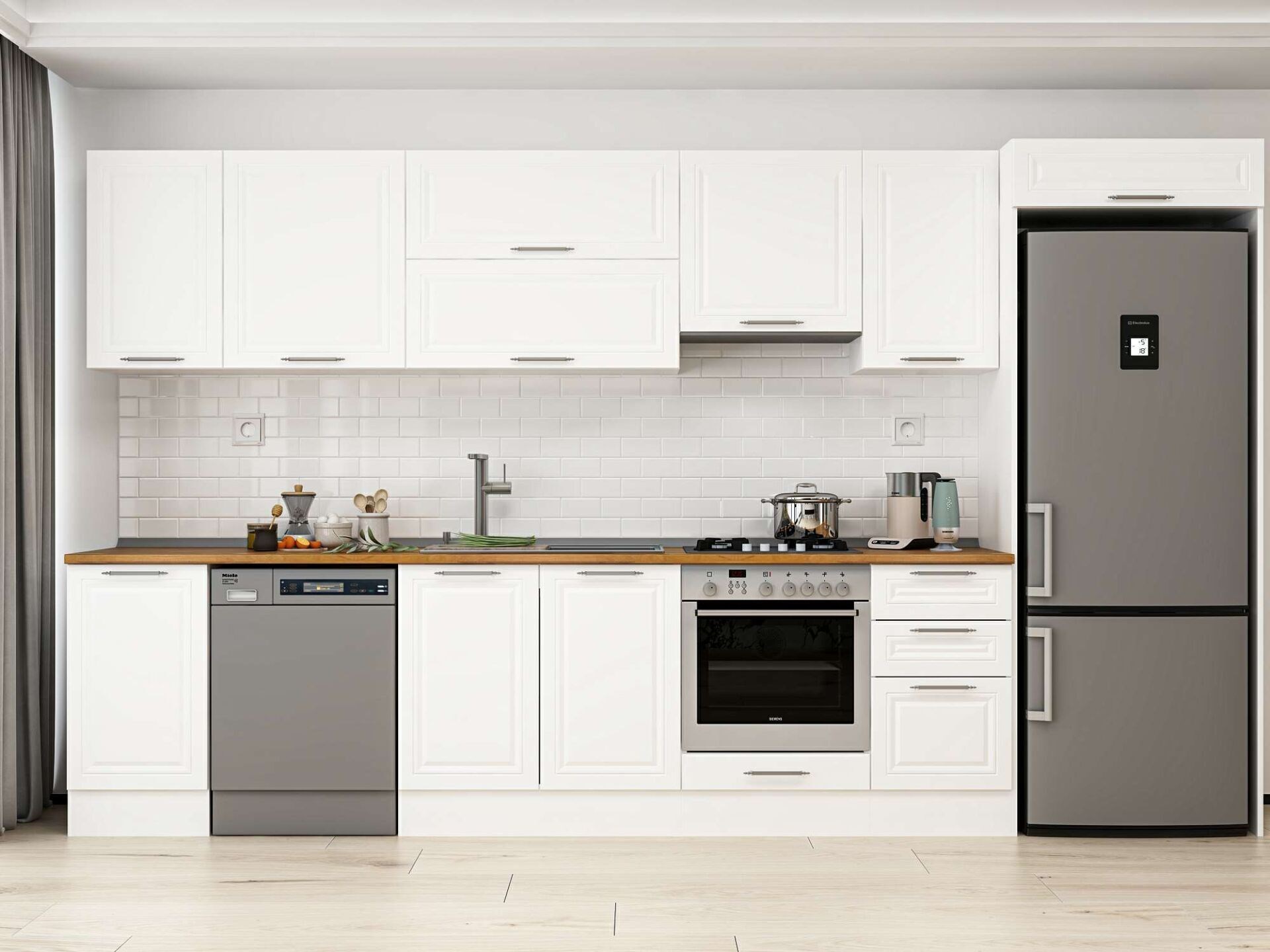 Alvinka 380X222 Cm Klasik Mebran Mutfak Dolabı Mb-E90S45S45-1
