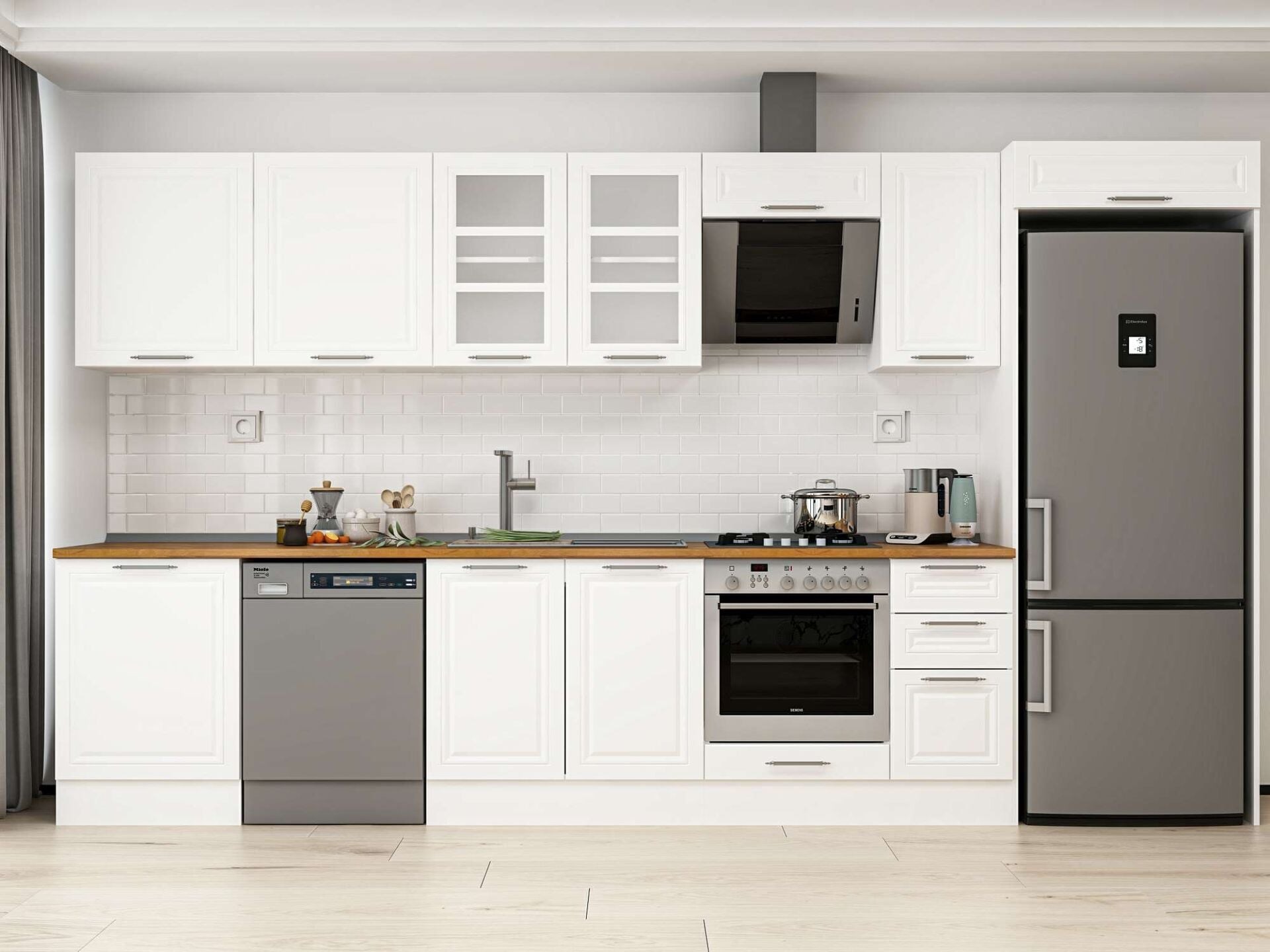 Alvinka 380X222 Cm Klasik Mebran Mutfak Dolabı Mb-E80S60S40-3