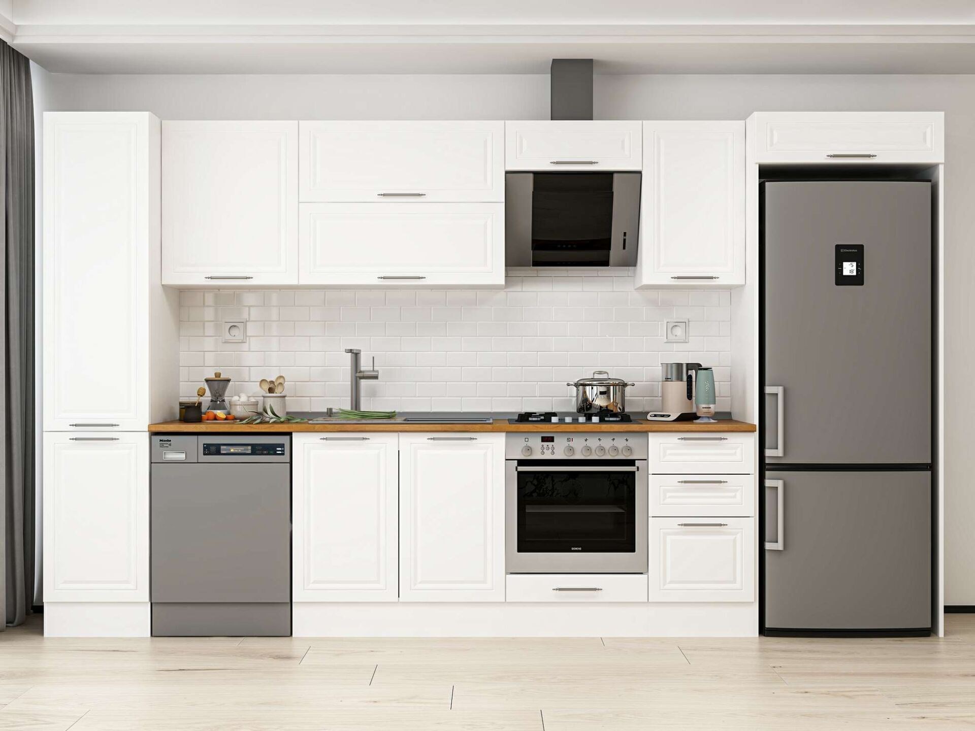 Alvinka 380X222 Cm Klasik Mebran Mutfak Dolabı Mbb-E90B45S45-2