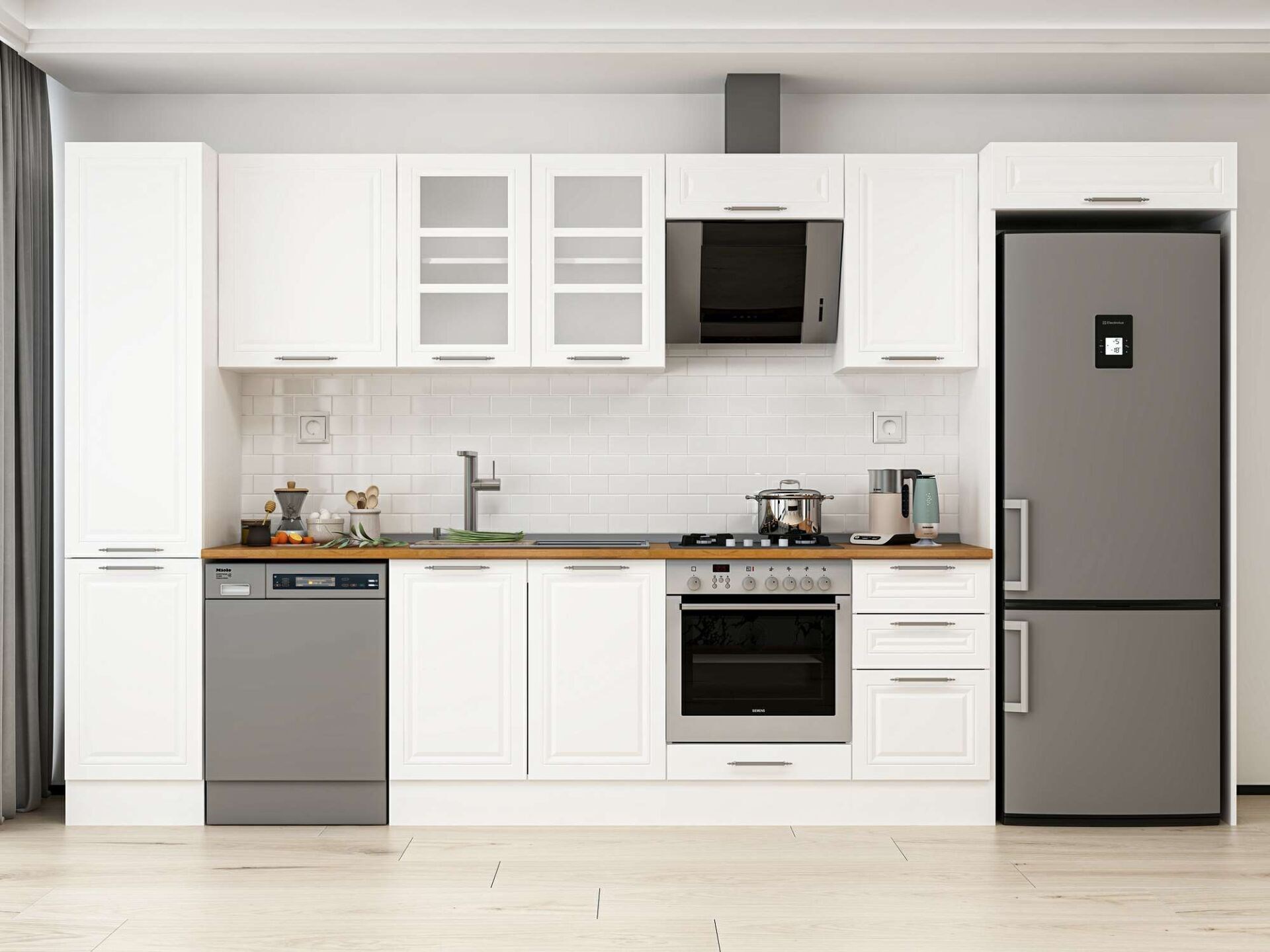 Alvinka 380X222 Cm Klasik Mebran Mutfak Dolabı Mbb-E90B45S45-3