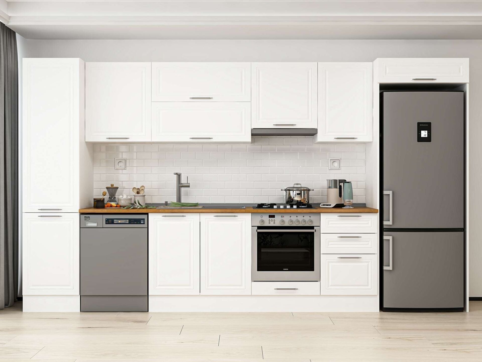 Alvinka 380X222 Cm Klasik Mebran Mutfak Dolabı Mbb-E80B50S50-1