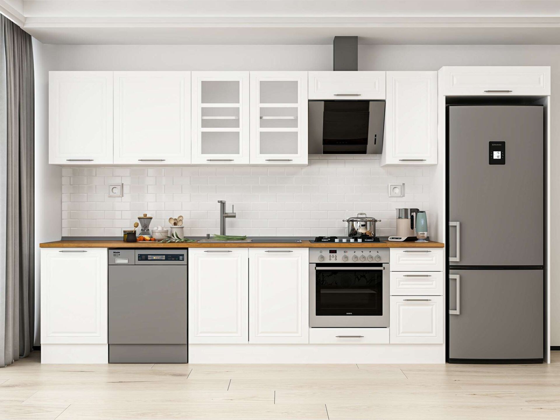 Alvinka 380X222 Cm Klasik Mebran Mutfak Dolabı Mb-E90S50S40-3