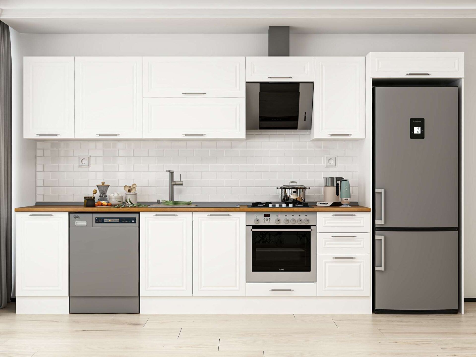 Alvinka 380X222 Cm Klasik Mebran Mutfak Dolabı Mb-E90S45S45-2