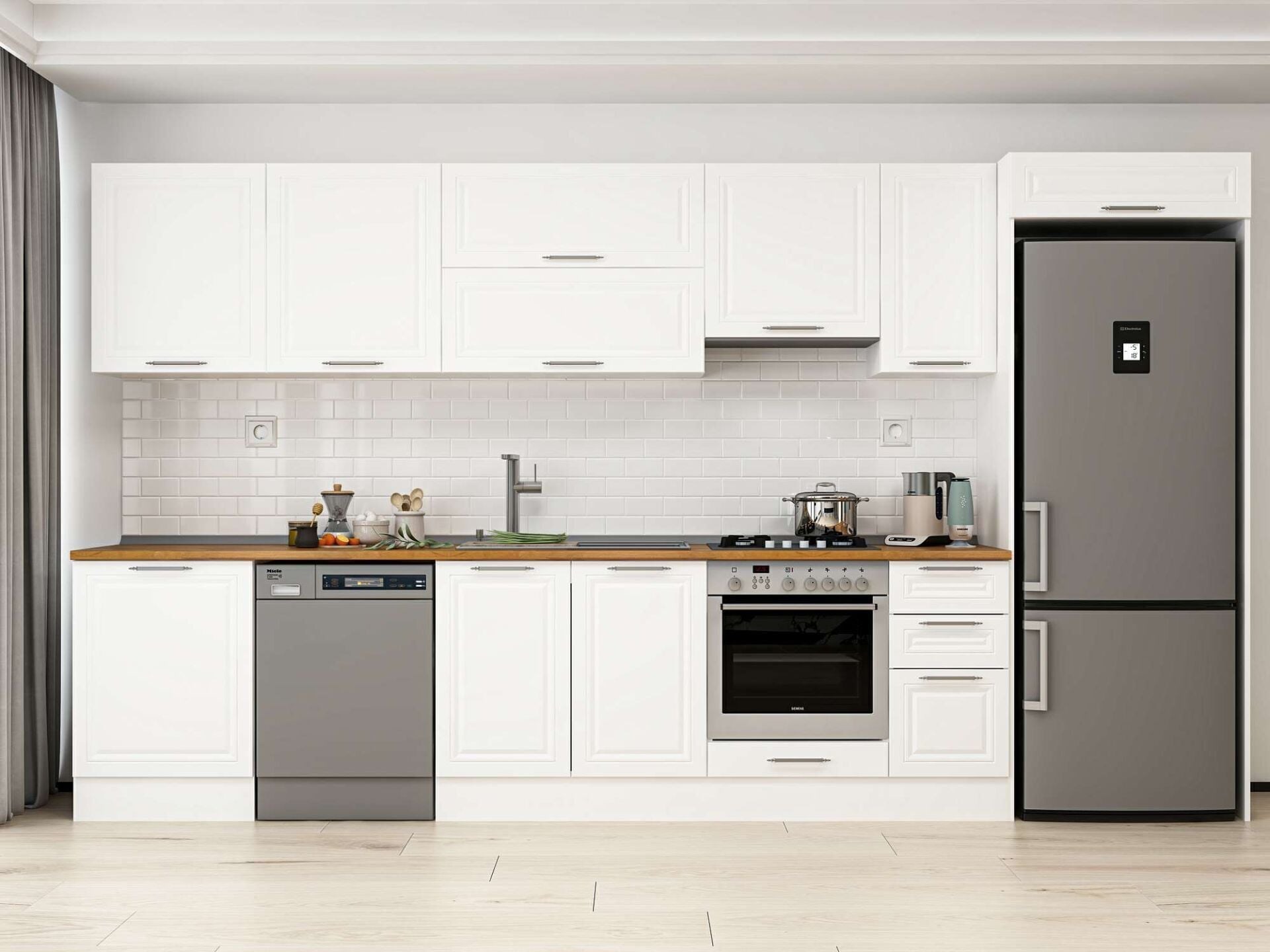 Alvinka 380X222 Cm Klasik Mebran Mutfak Dolabı Mb-E80S60S40-1
