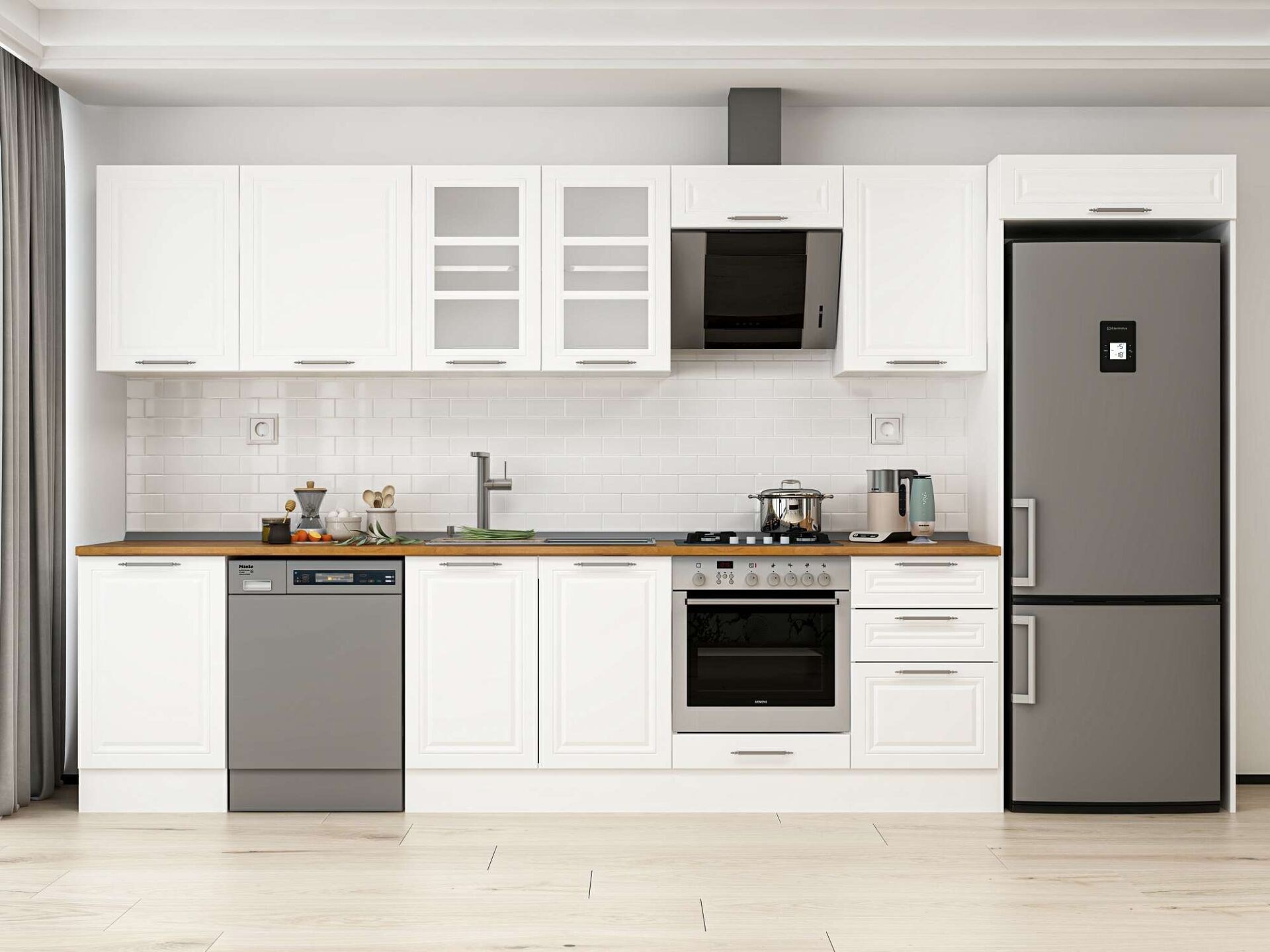 Alvinka 380X222 Cm Klasik Mebran Mutfak Dolabı Mb-E80S50S50-3