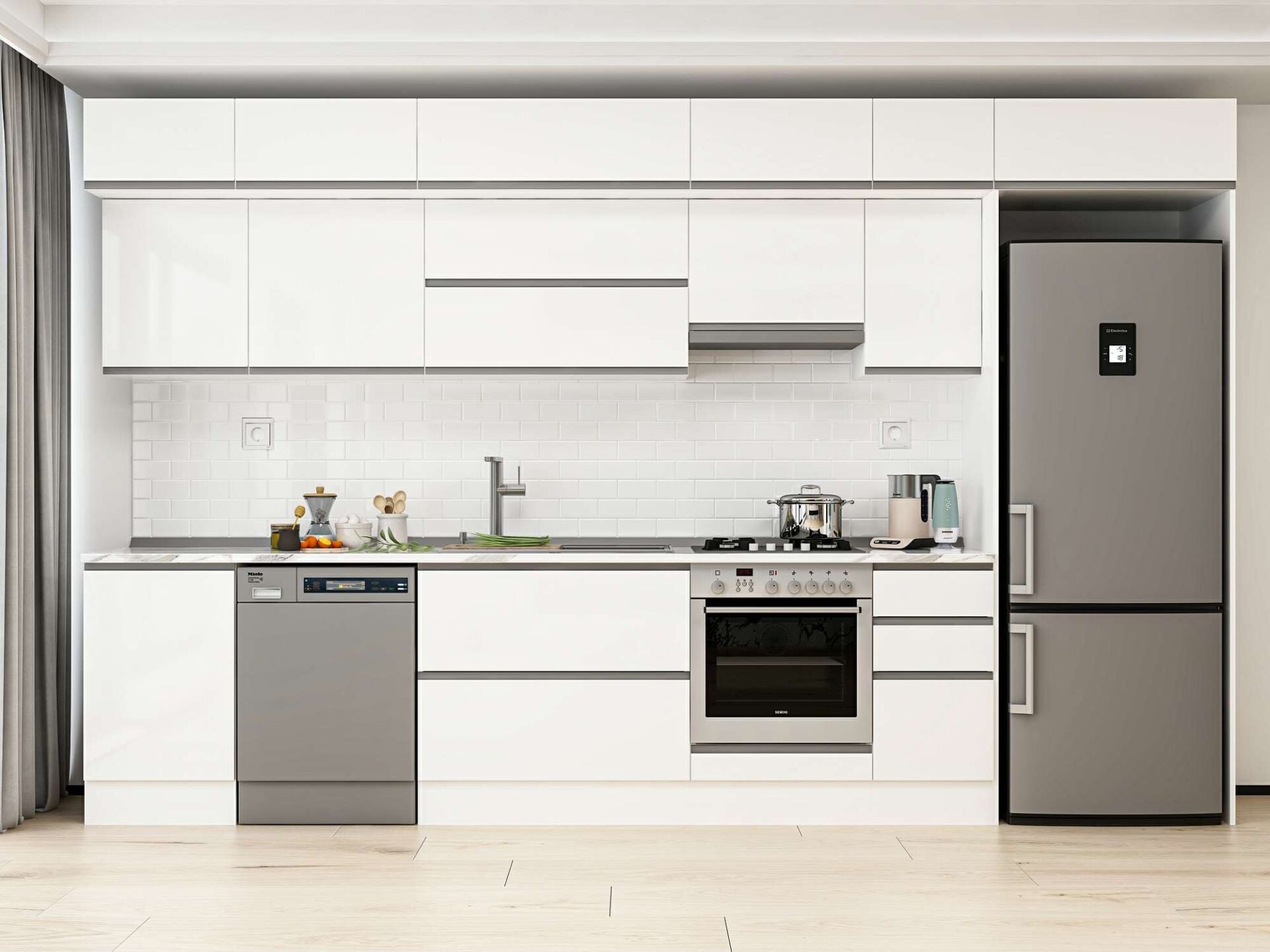 Alvinka 380X240 Cm High Gloss Mutfak Dolabı Mb-E90S50S40-1